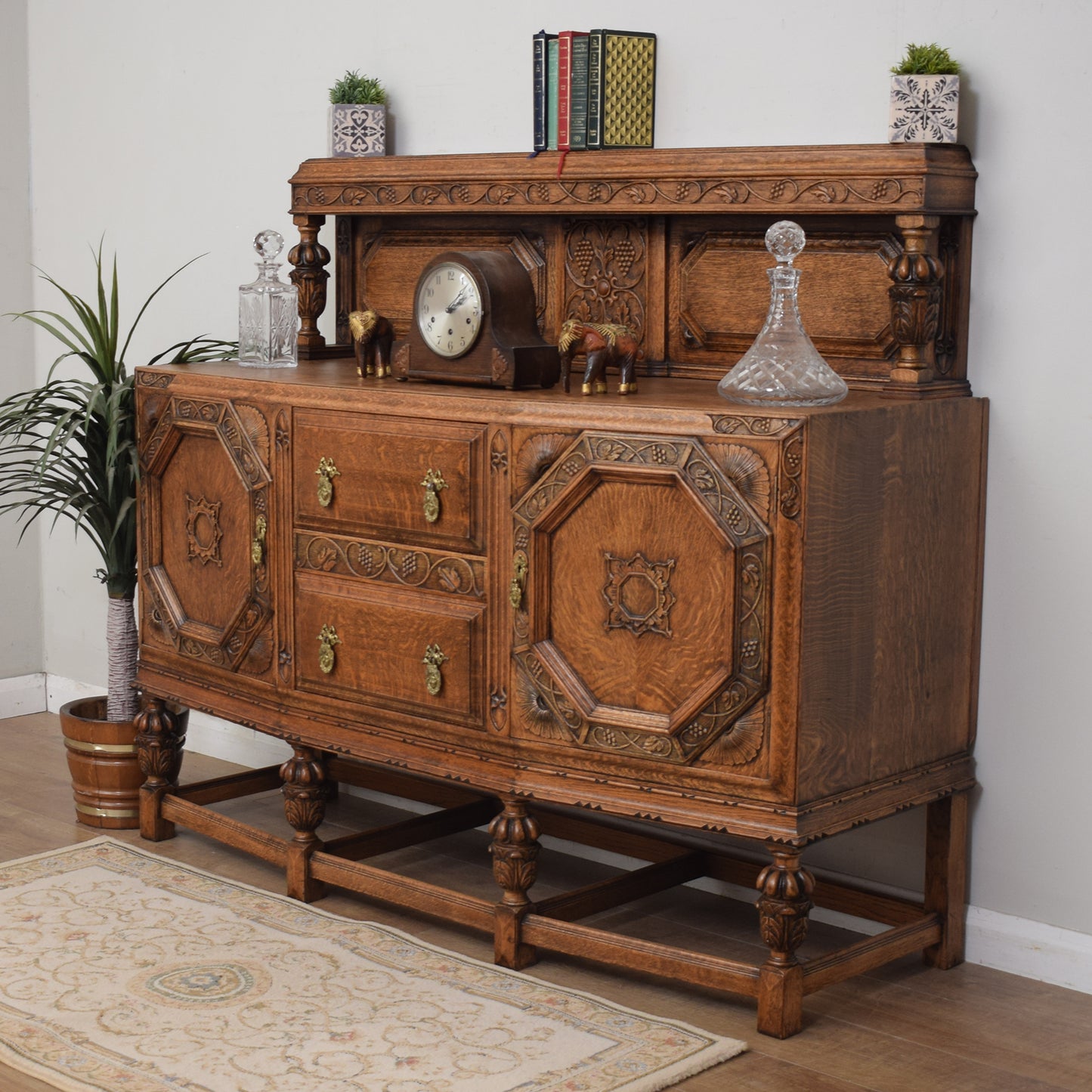 Vintage Carved Oak Sideboard