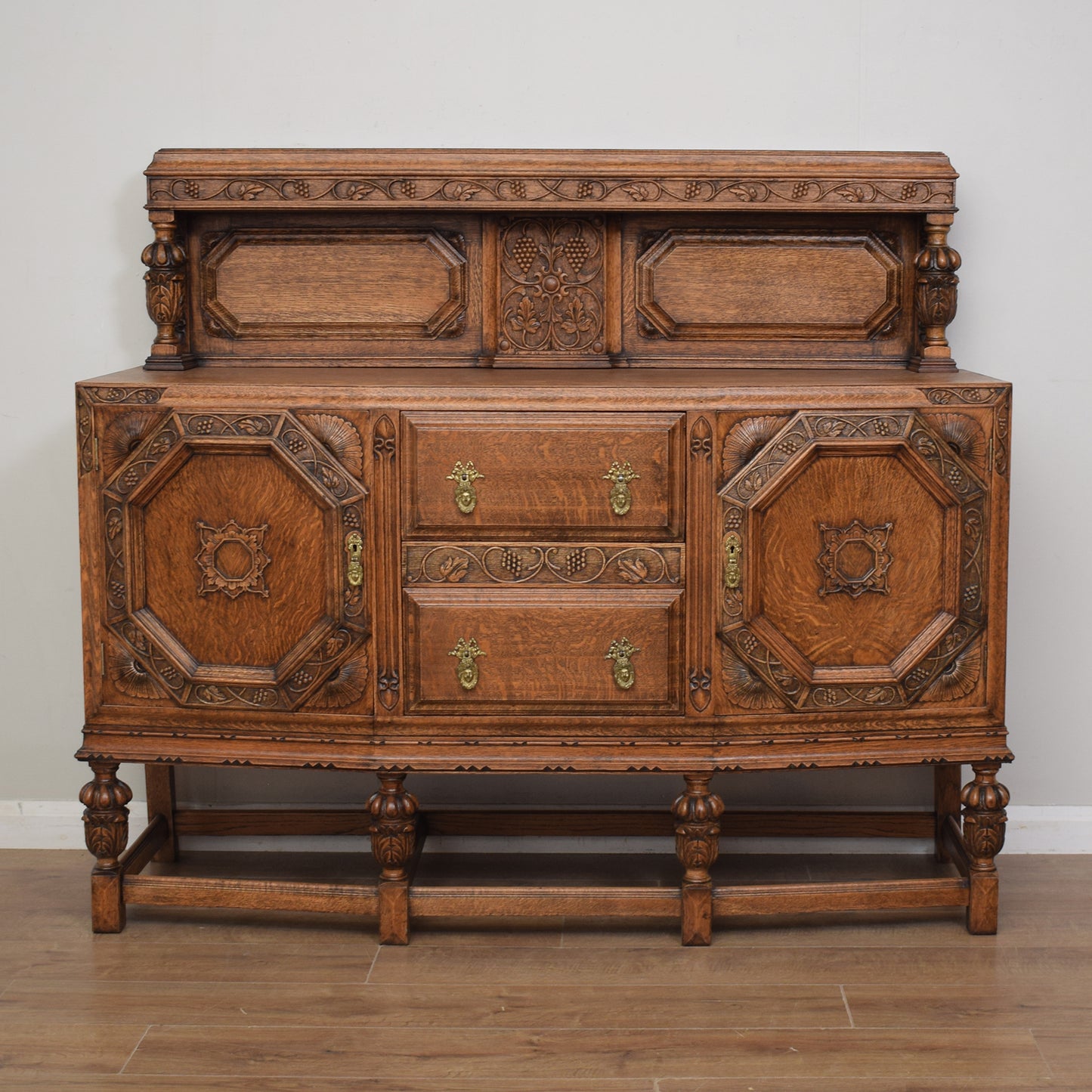 Vintage Carved Oak Sideboard