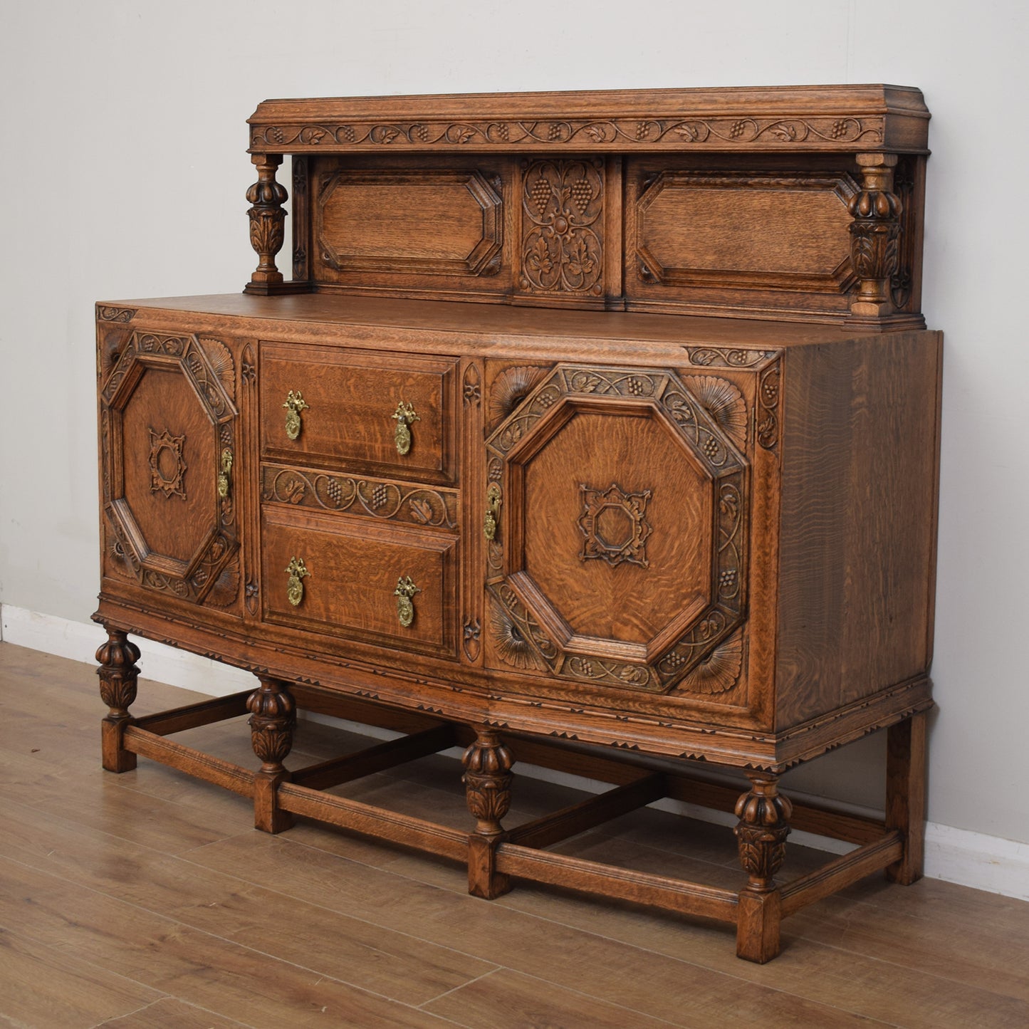 Vintage Carved Oak Sideboard