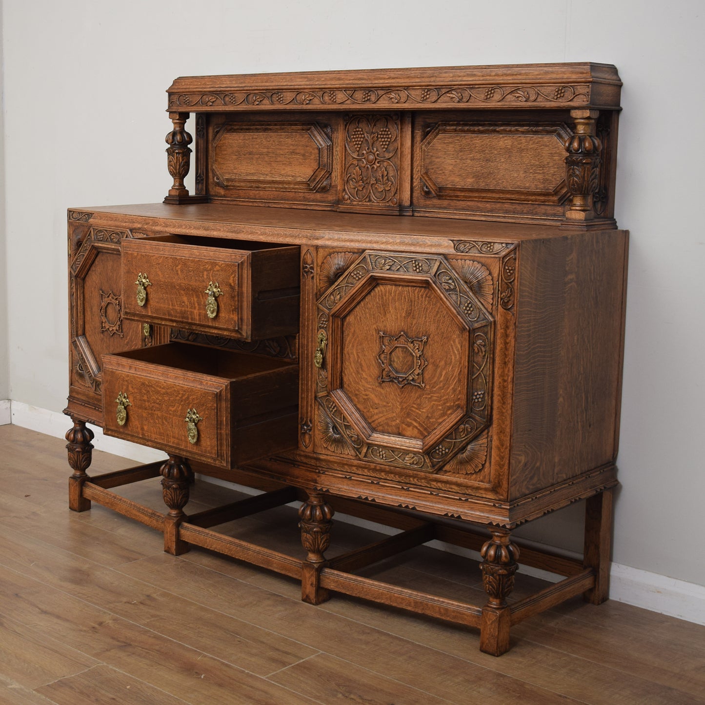 Vintage Carved Oak Sideboard