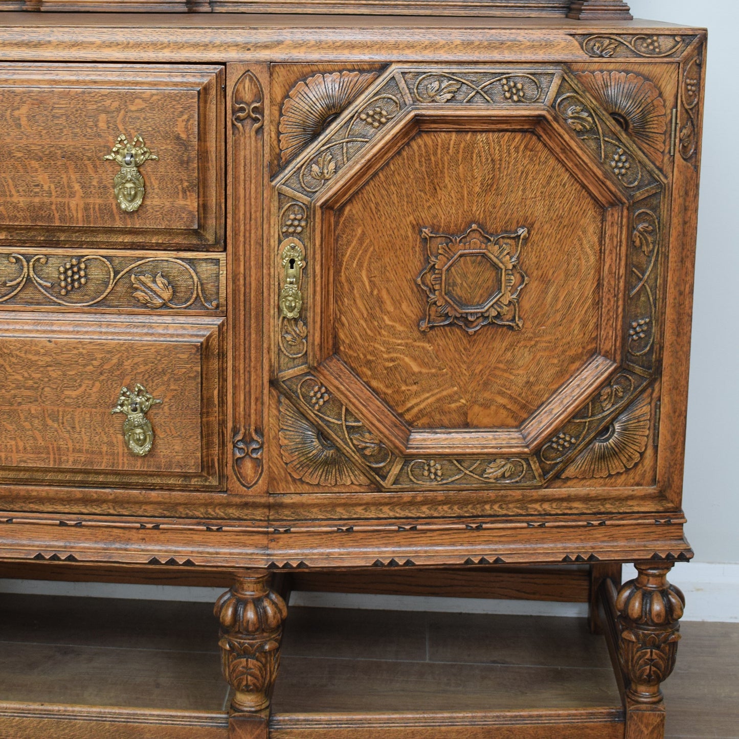 Vintage Carved Oak Sideboard