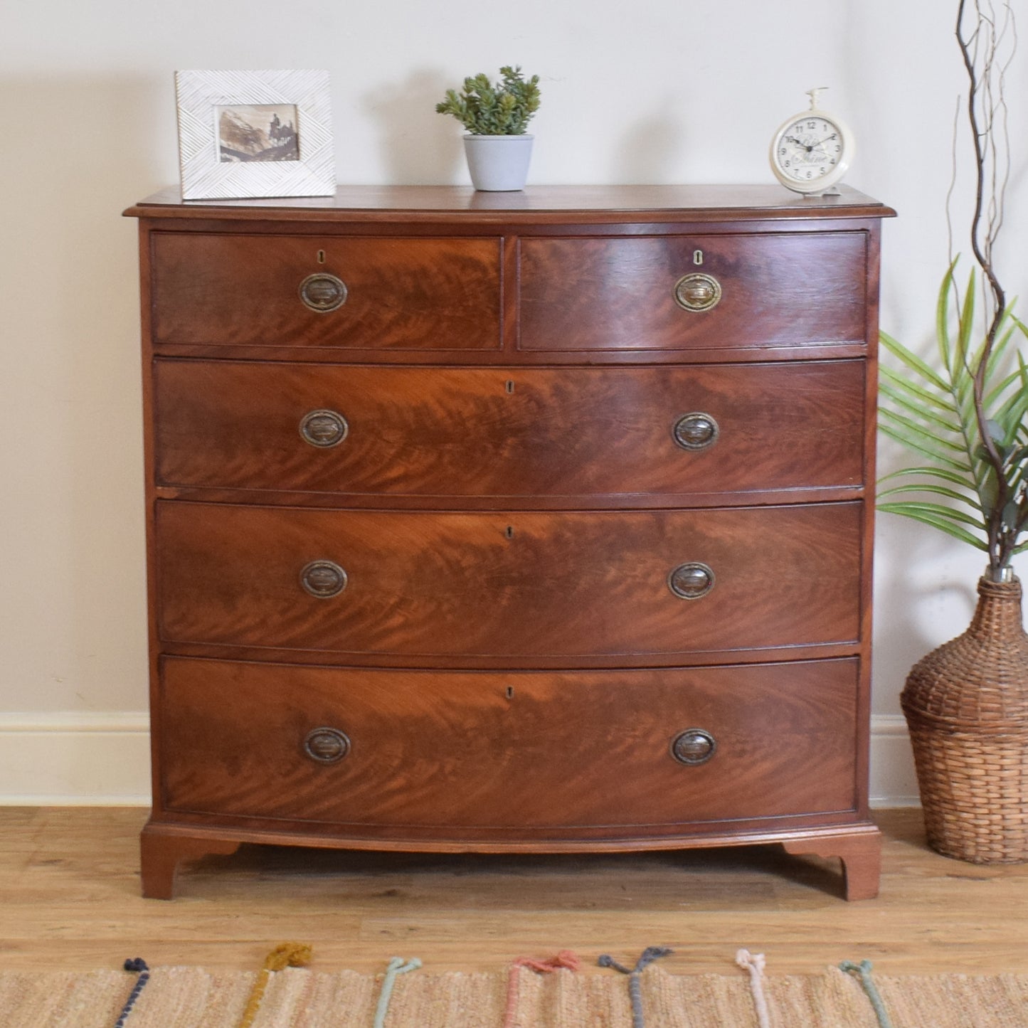 Mahogany Bow Fronted Chest Of Drawers