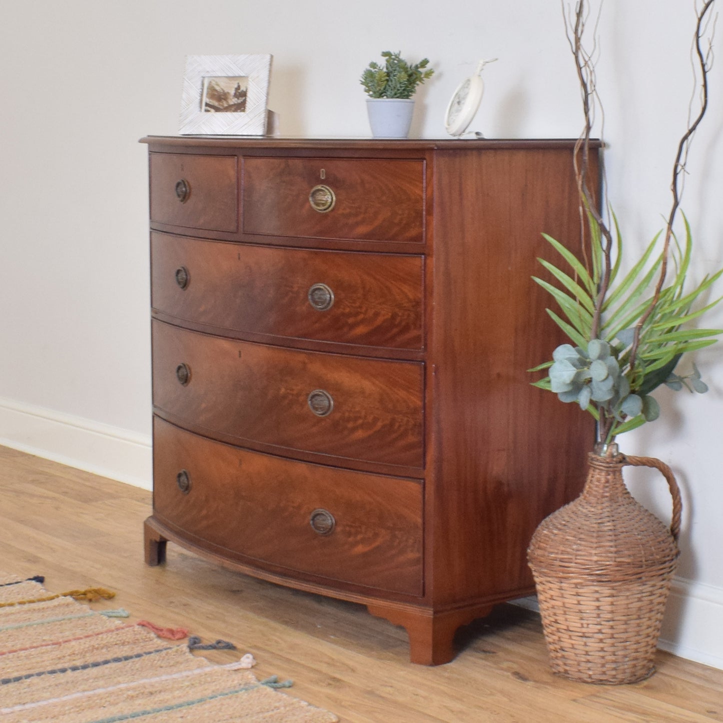 Mahogany Bow Fronted Chest Of Drawers