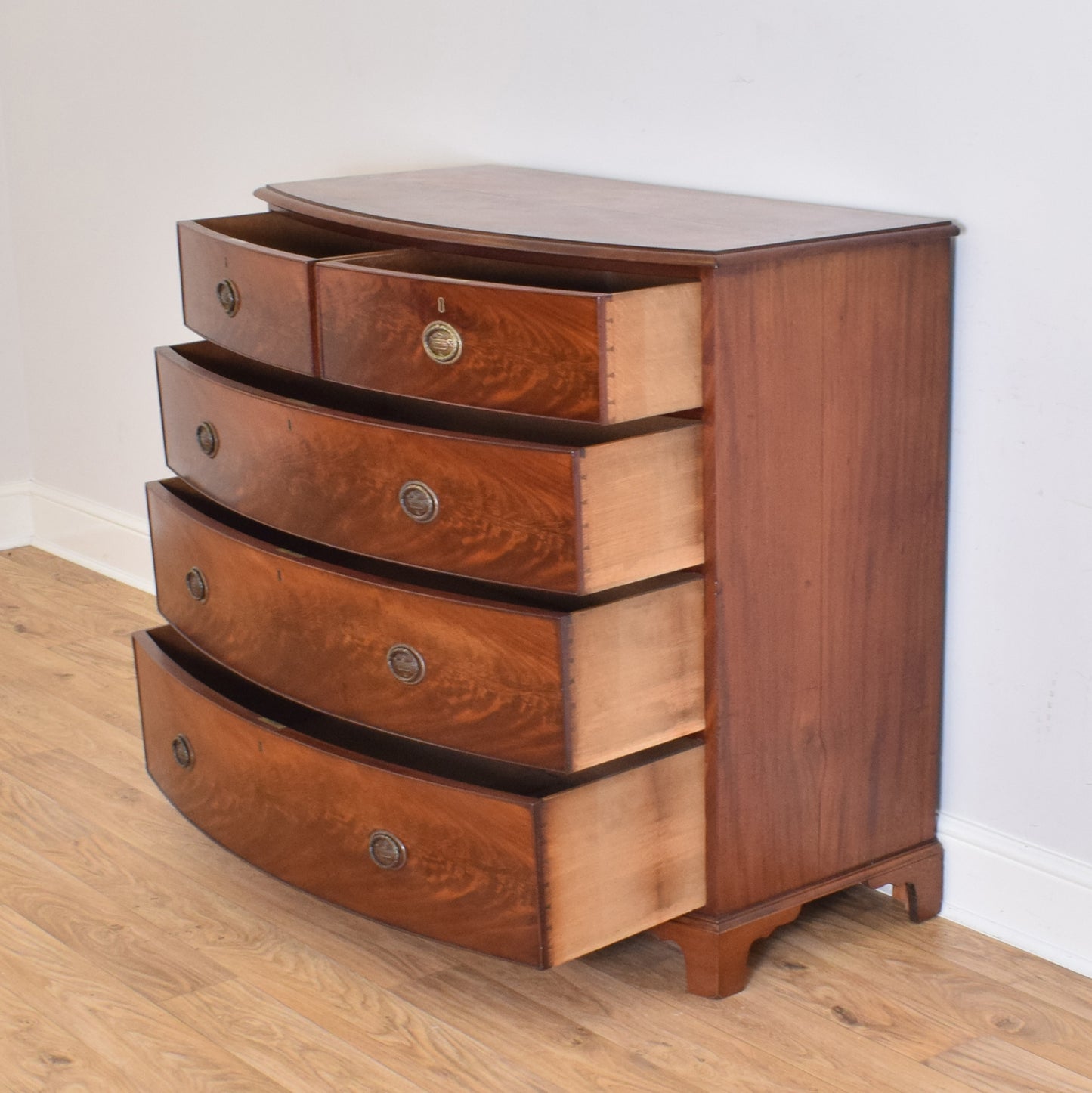 Mahogany Bow Fronted Chest Of Drawers