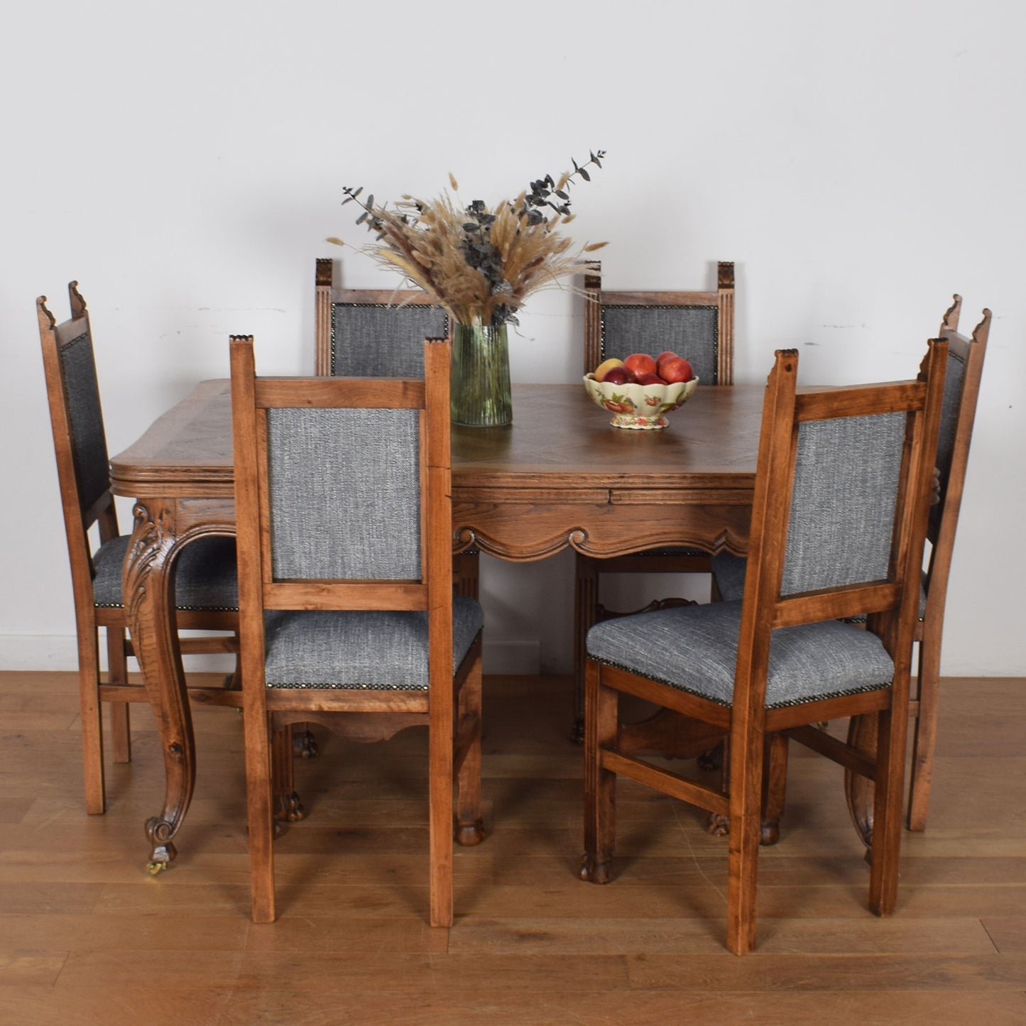 French Louis XV Style Dining Table with Six Chairs