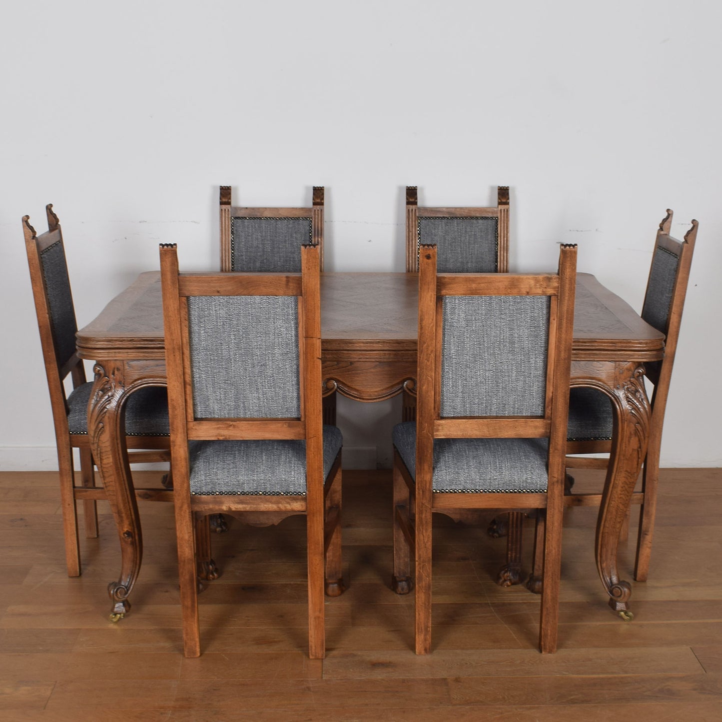 French Louis XV Style Dining Table with Six Chairs