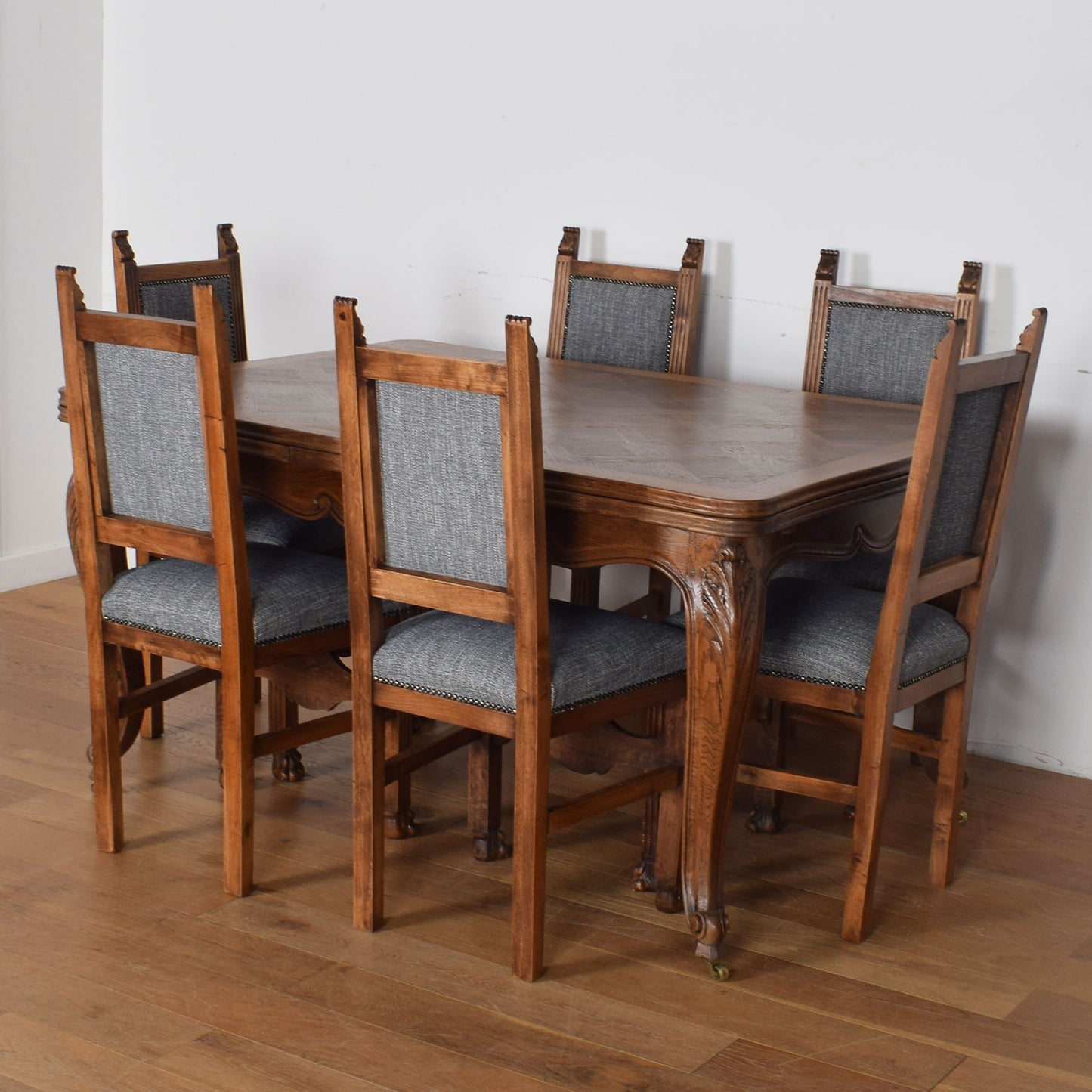 French Louis XV Style Dining Table with Six Chairs