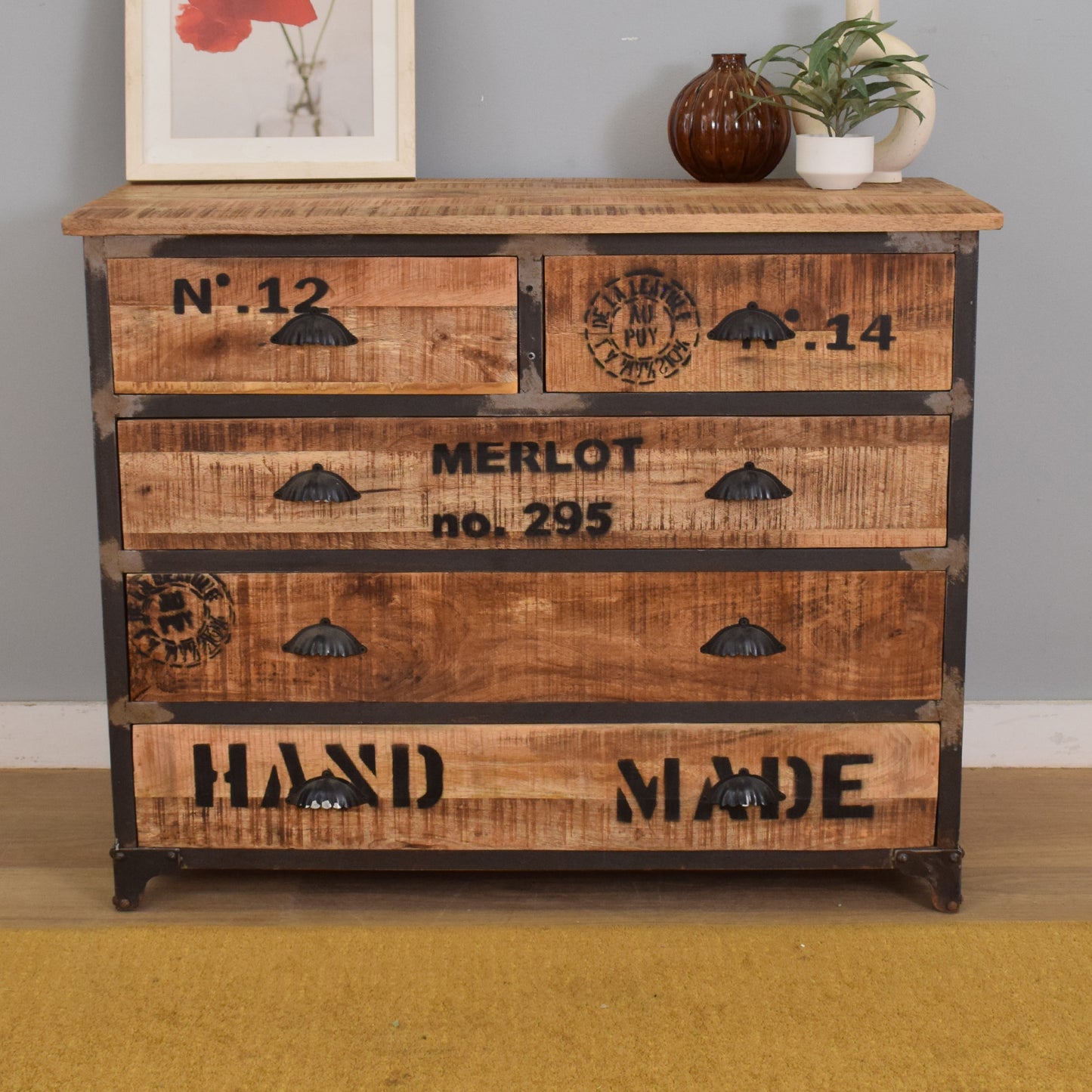 Mango and Iron Chest of Drawers