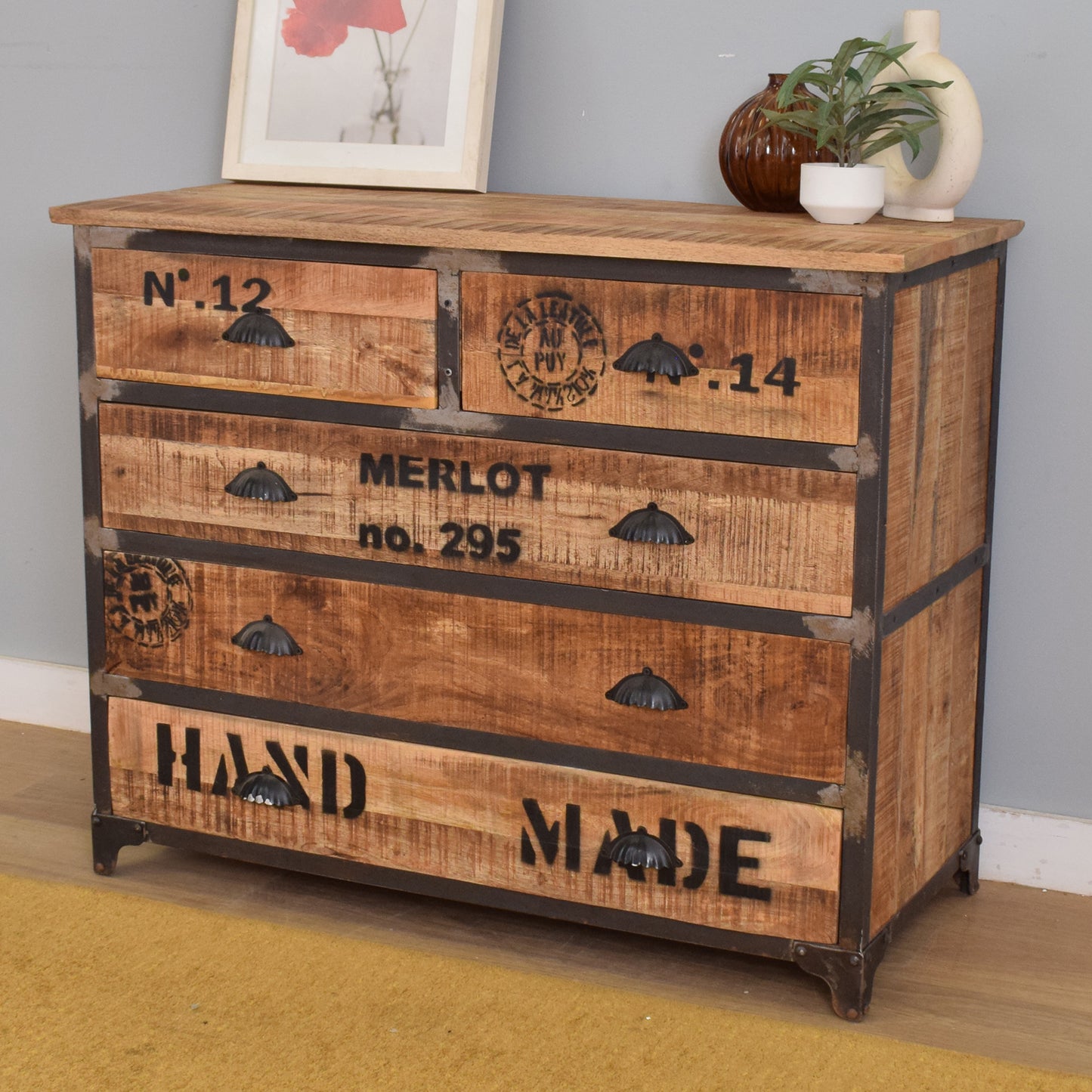Mango and Iron Chest of Drawers