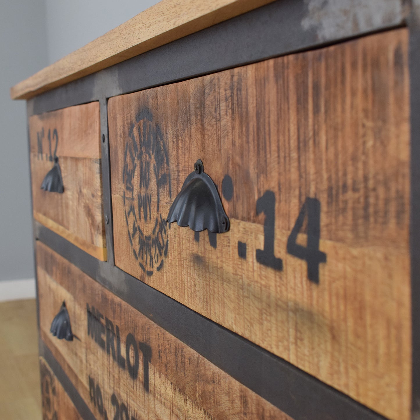 Mango and Iron Chest of Drawers