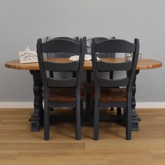 Painted Oak Table and Four Chairs