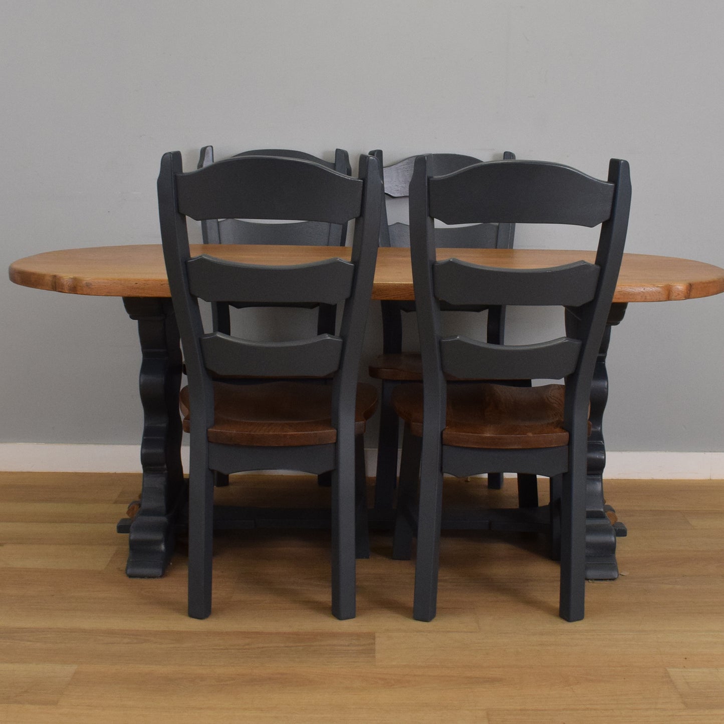 Painted Oak Table and Four Chairs