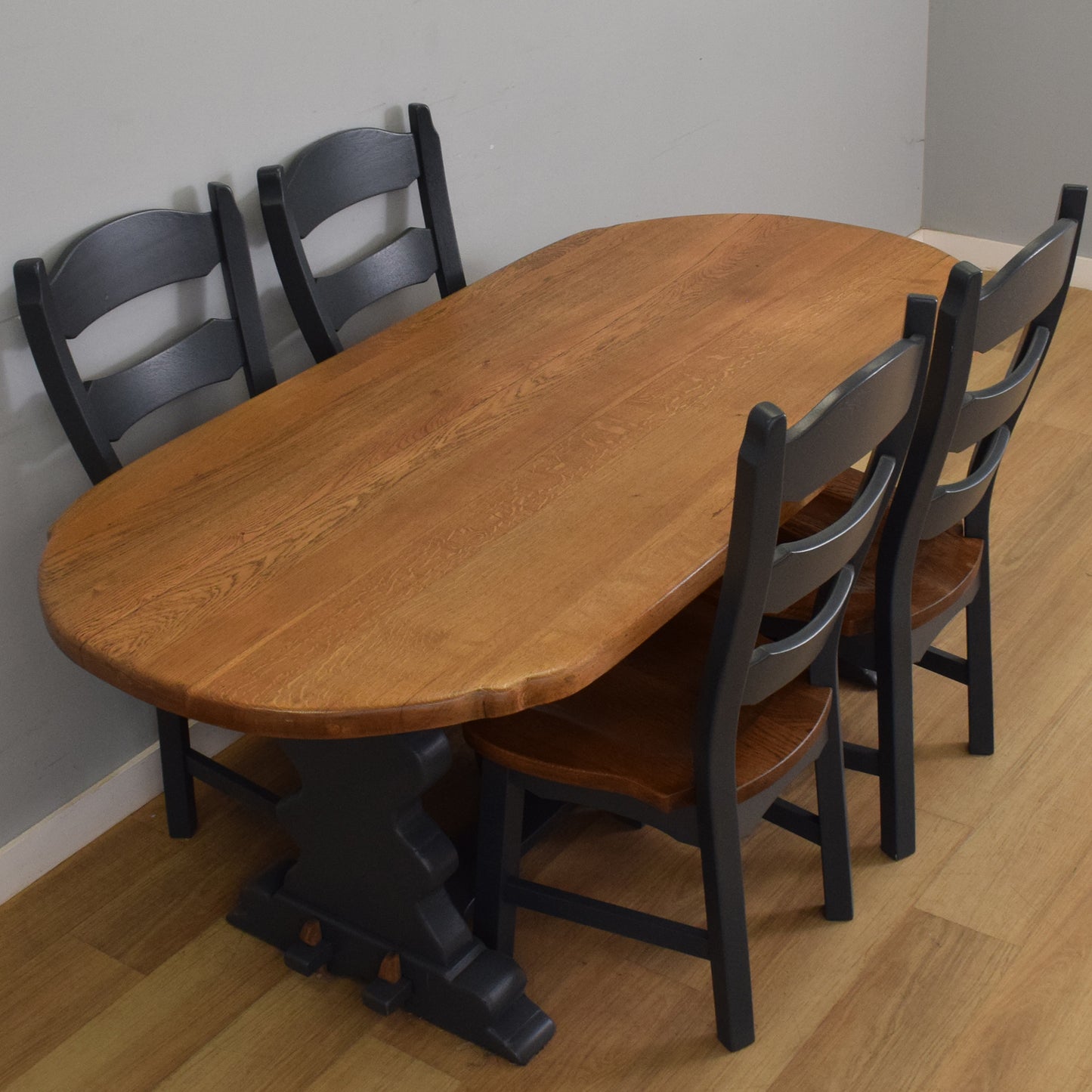 Painted Oak Table and Four Chairs