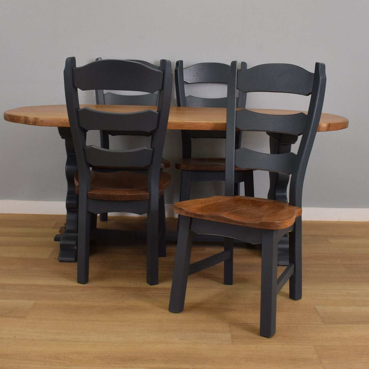 Painted Oak Table and Four Chairs