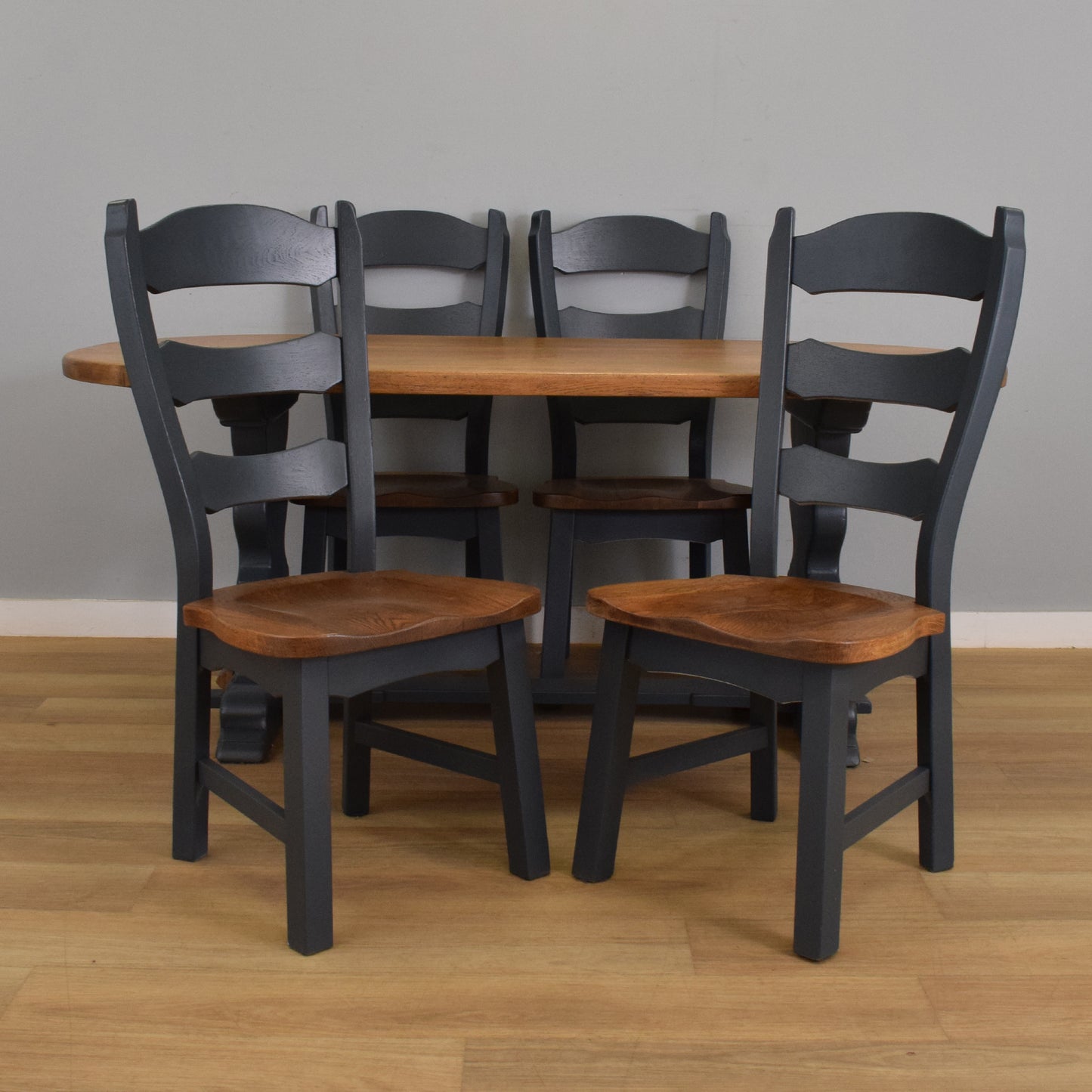 Painted Oak Table and Four Chairs