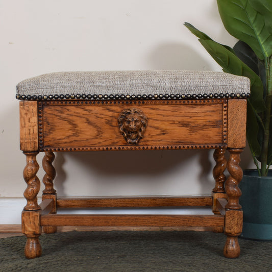 Oak Upholstered Footstool