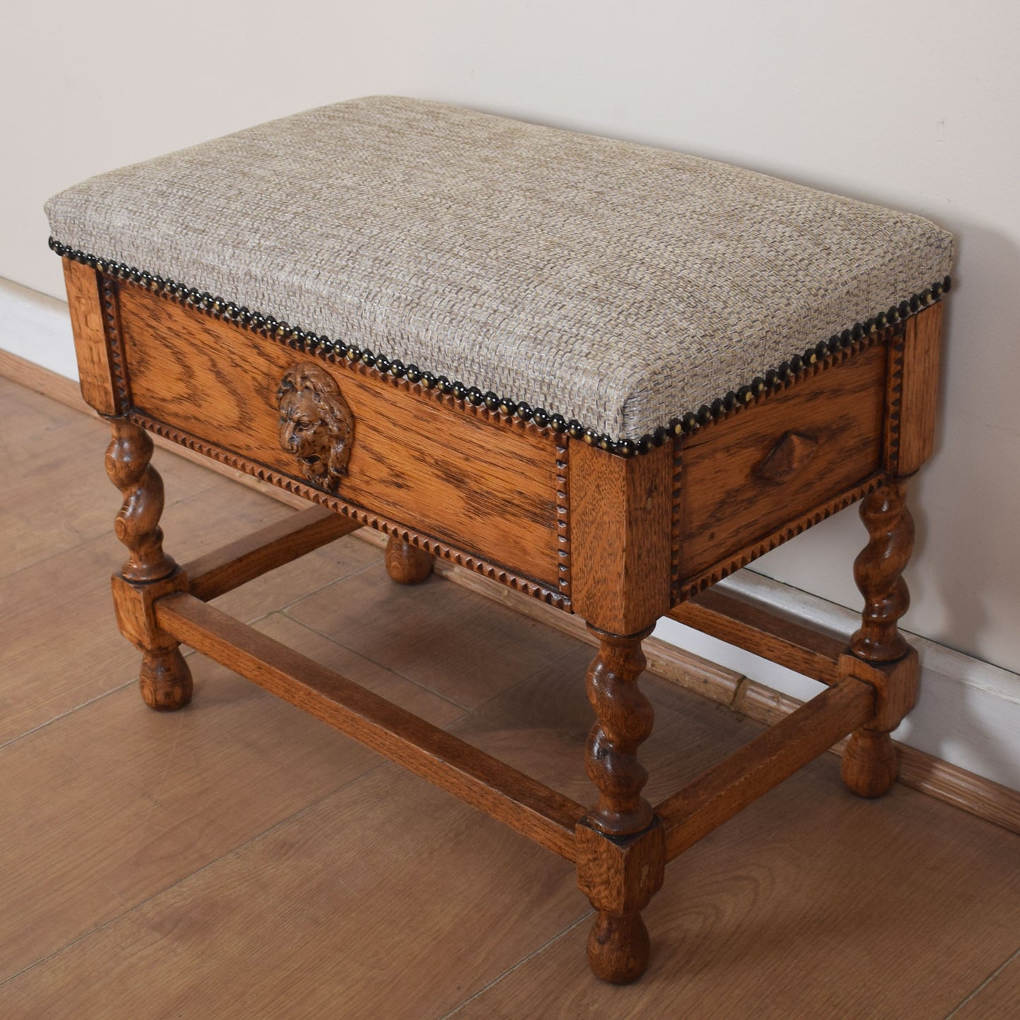 Oak Upholstered Footstool