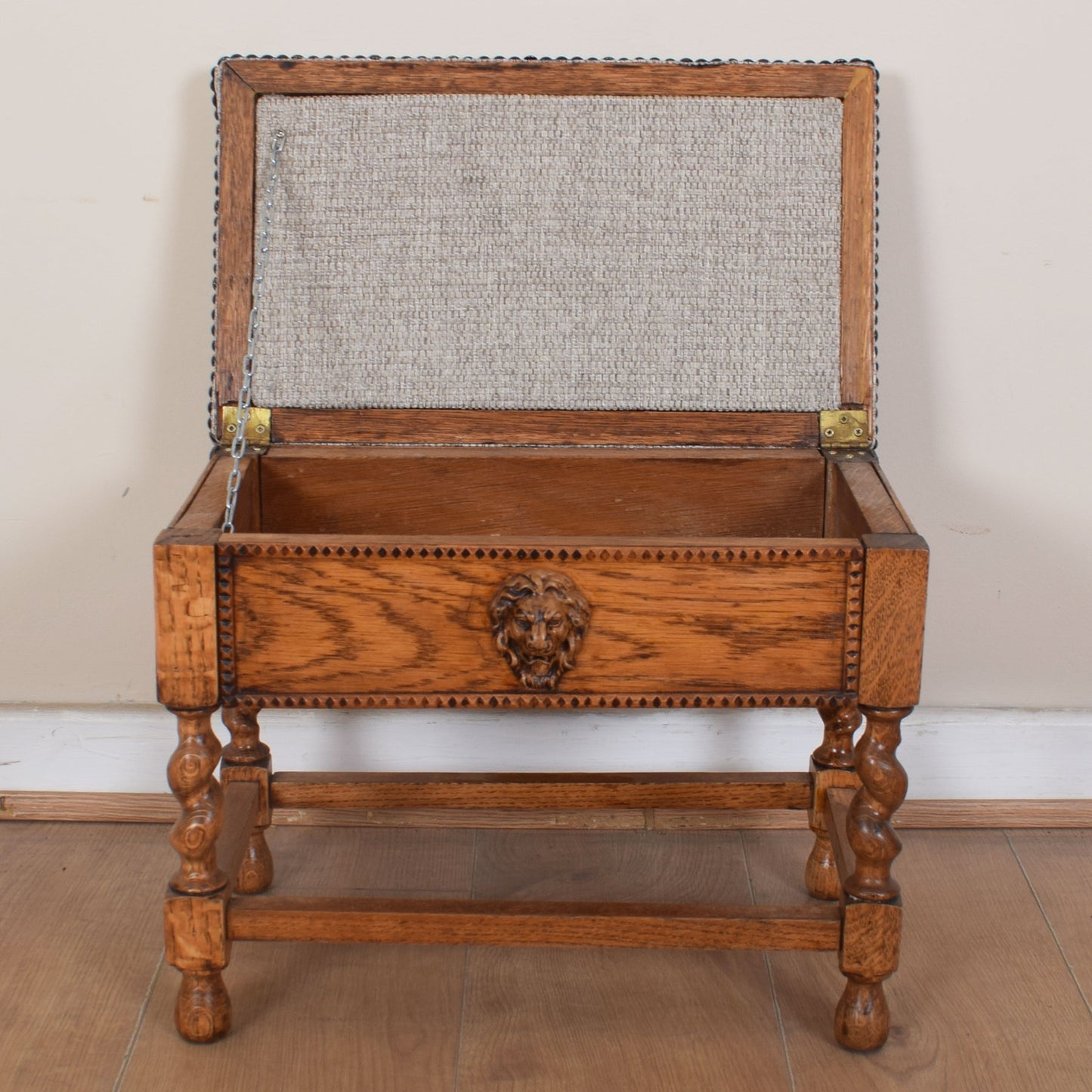 Oak Upholstered Footstool