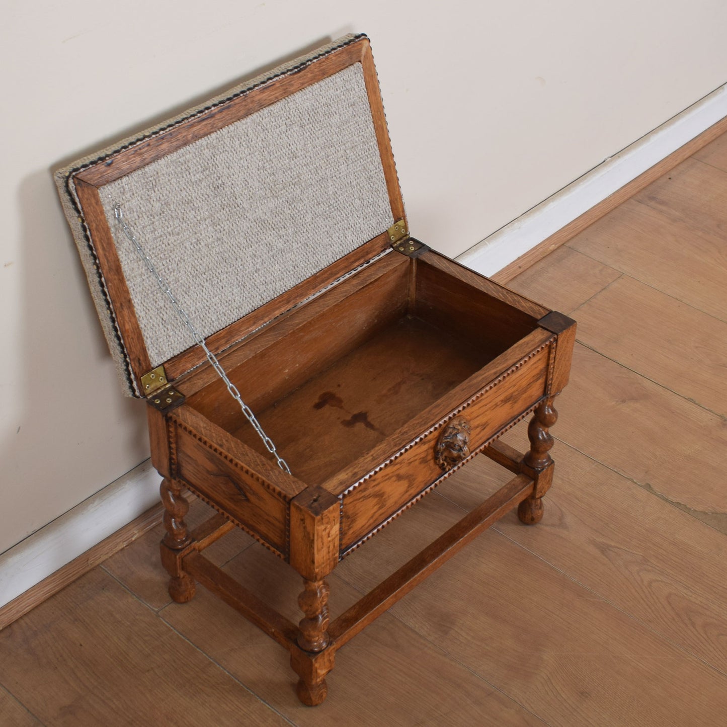 Oak Upholstered Footstool