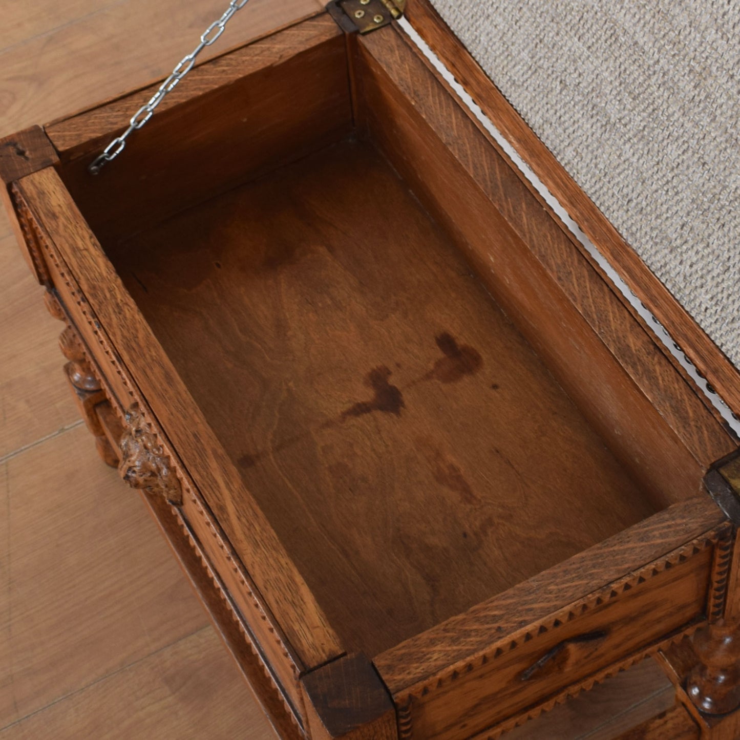 Oak Upholstered Footstool