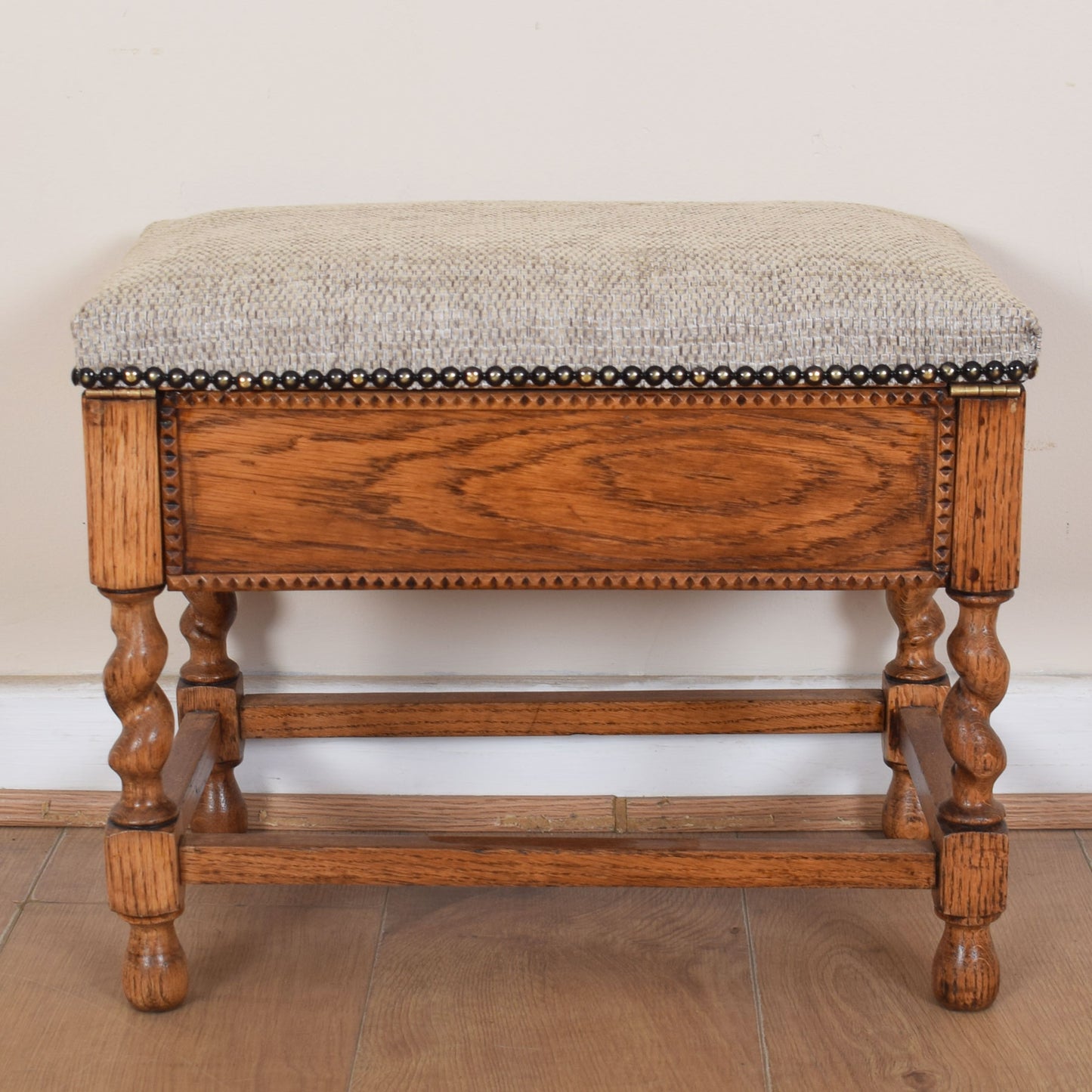 Oak Upholstered Footstool