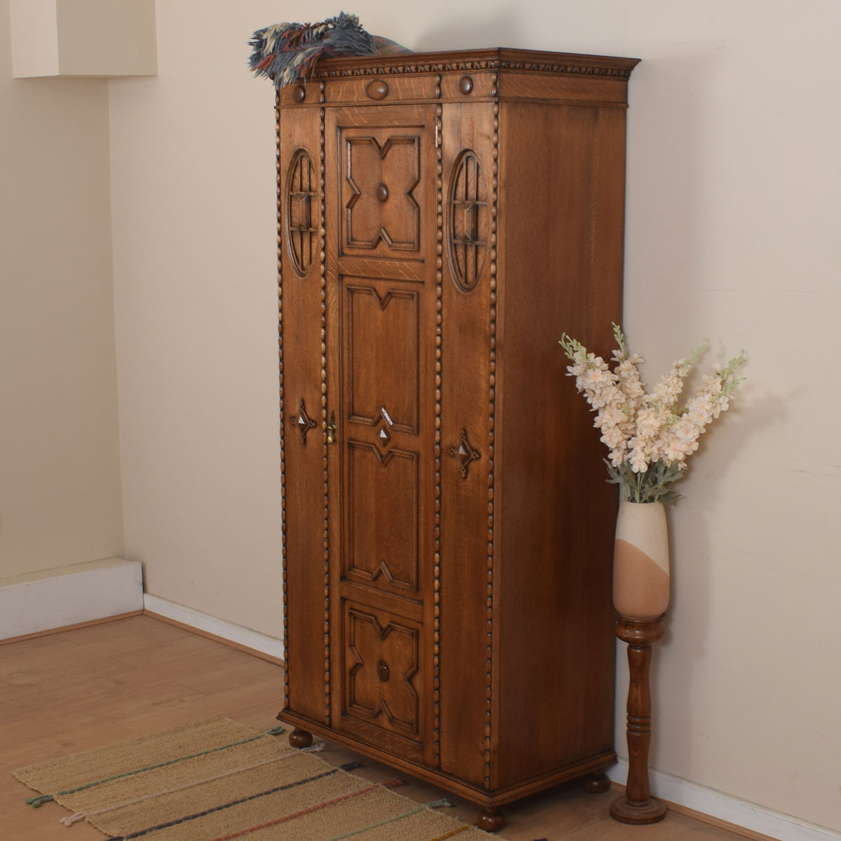 Vintage Solid Oak Hallrobe