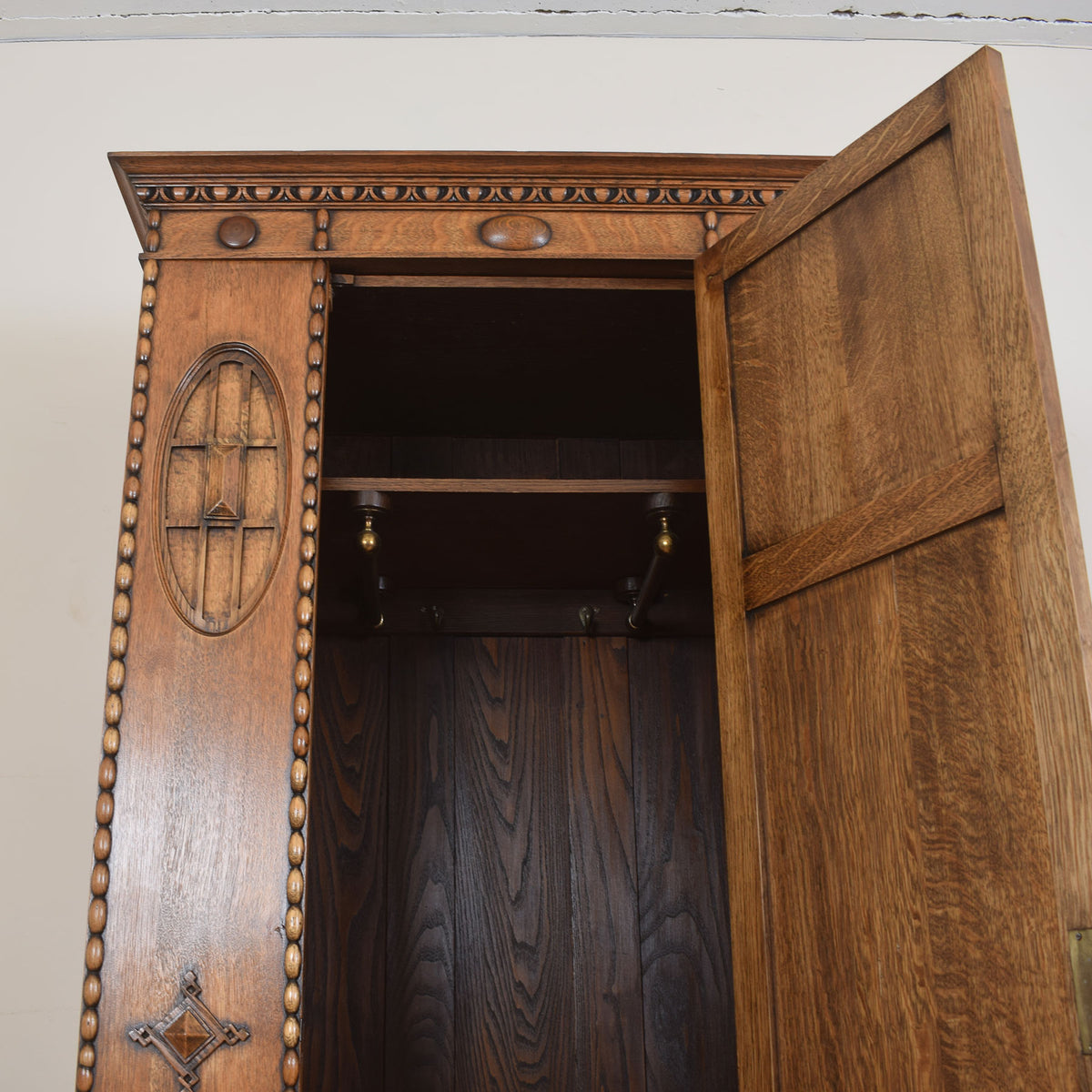 Vintage Solid Oak Hallrobe
