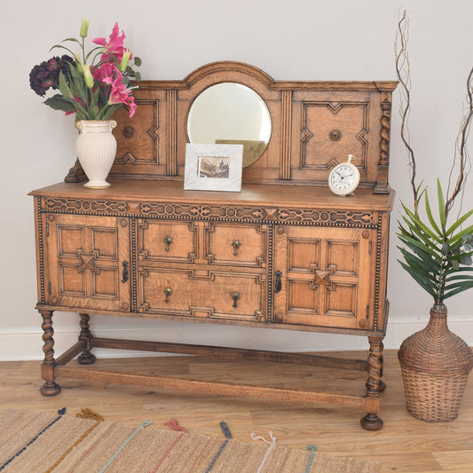 Antique Oak Mirrored Sideboard