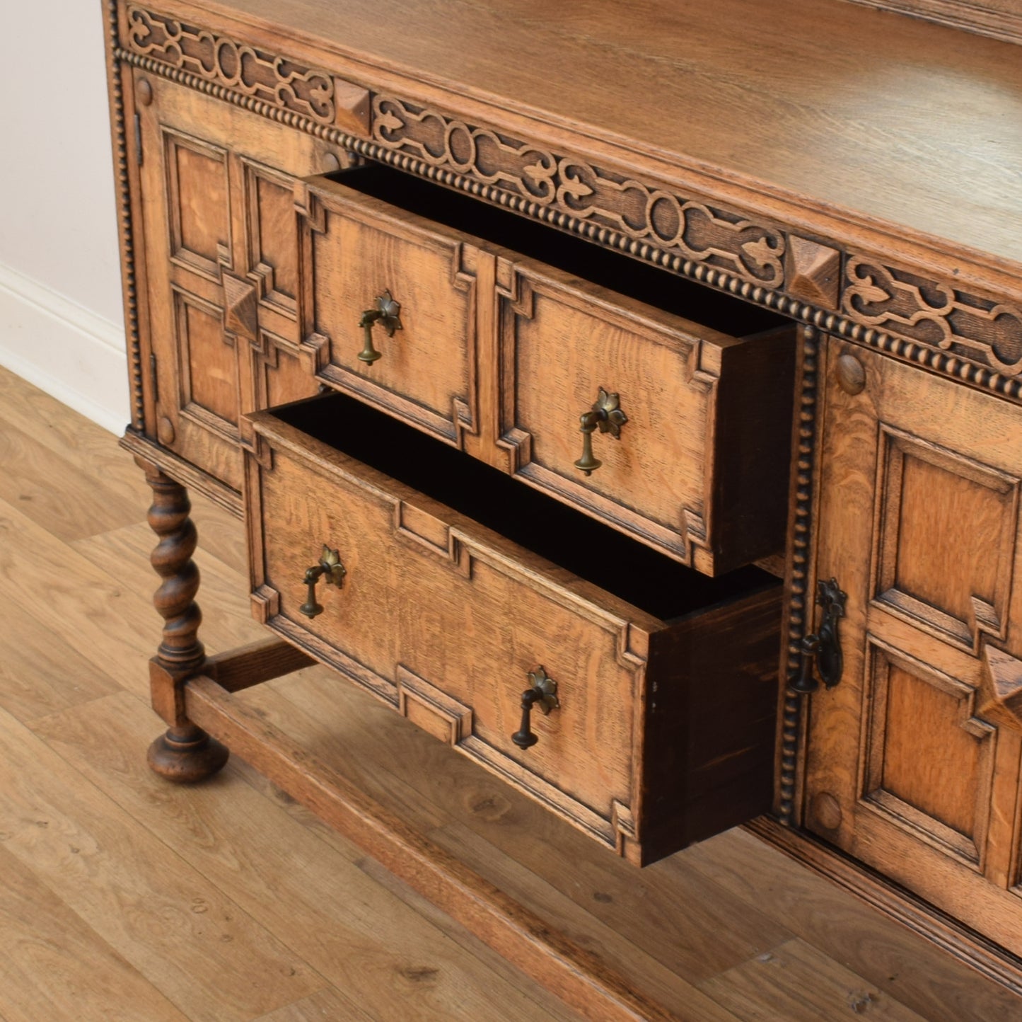 Antique Oak Mirrored Sideboard
