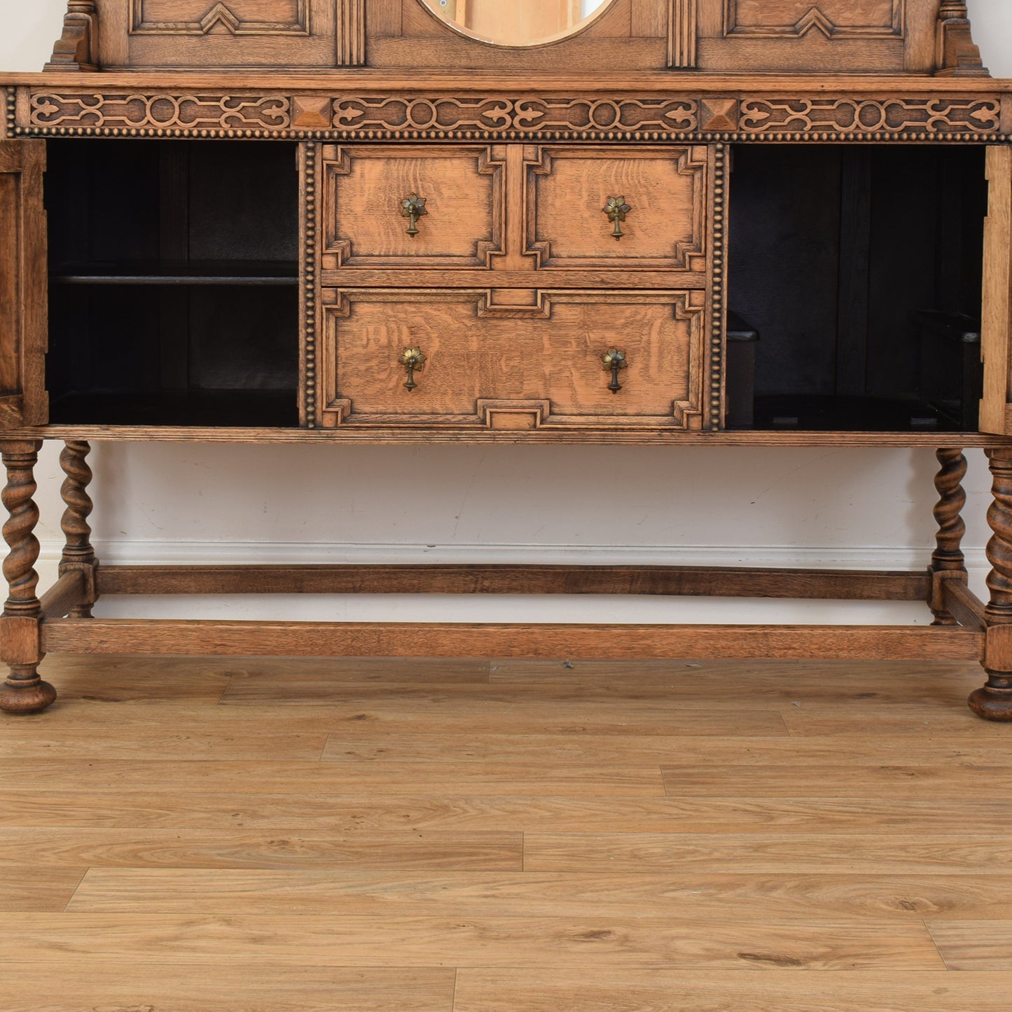Antique Oak Mirrored Sideboard