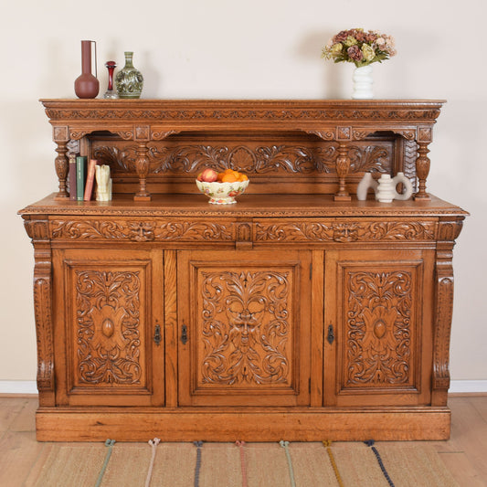 Solid Oak Large Greenman Sideboard