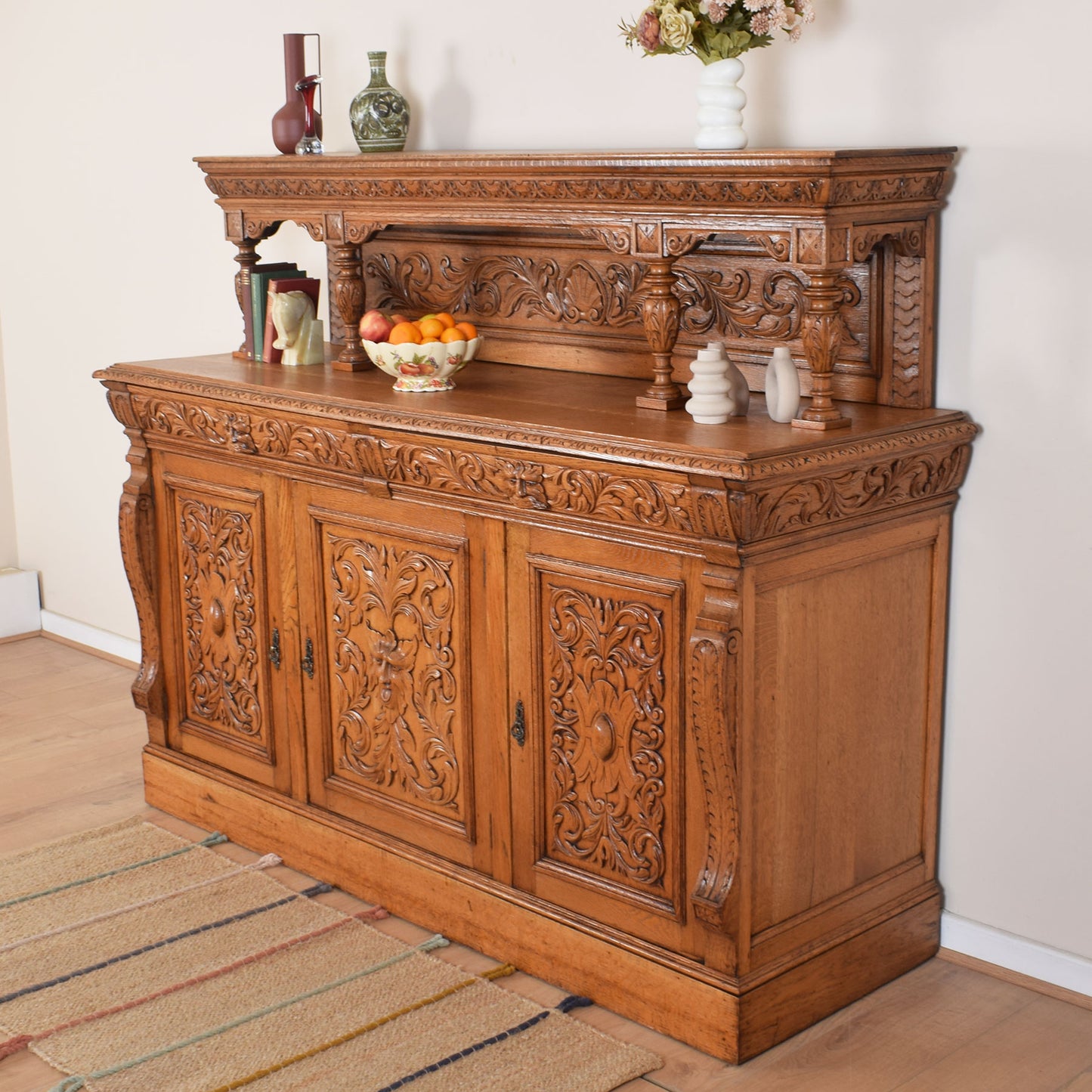 Solid Oak Large Greenman Sideboard