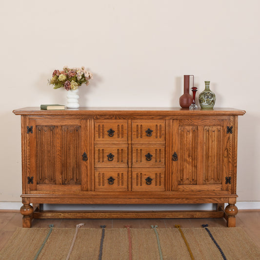 Restored Oak Linenfold Sideboard