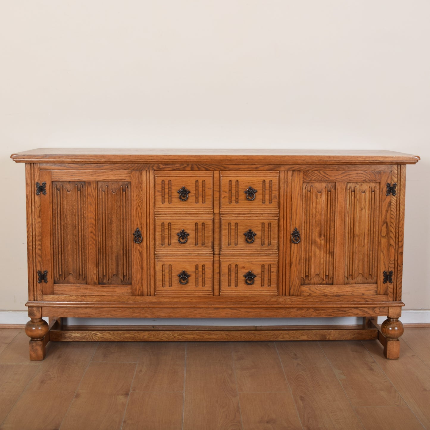 Restored Oak Linenfold Sideboard