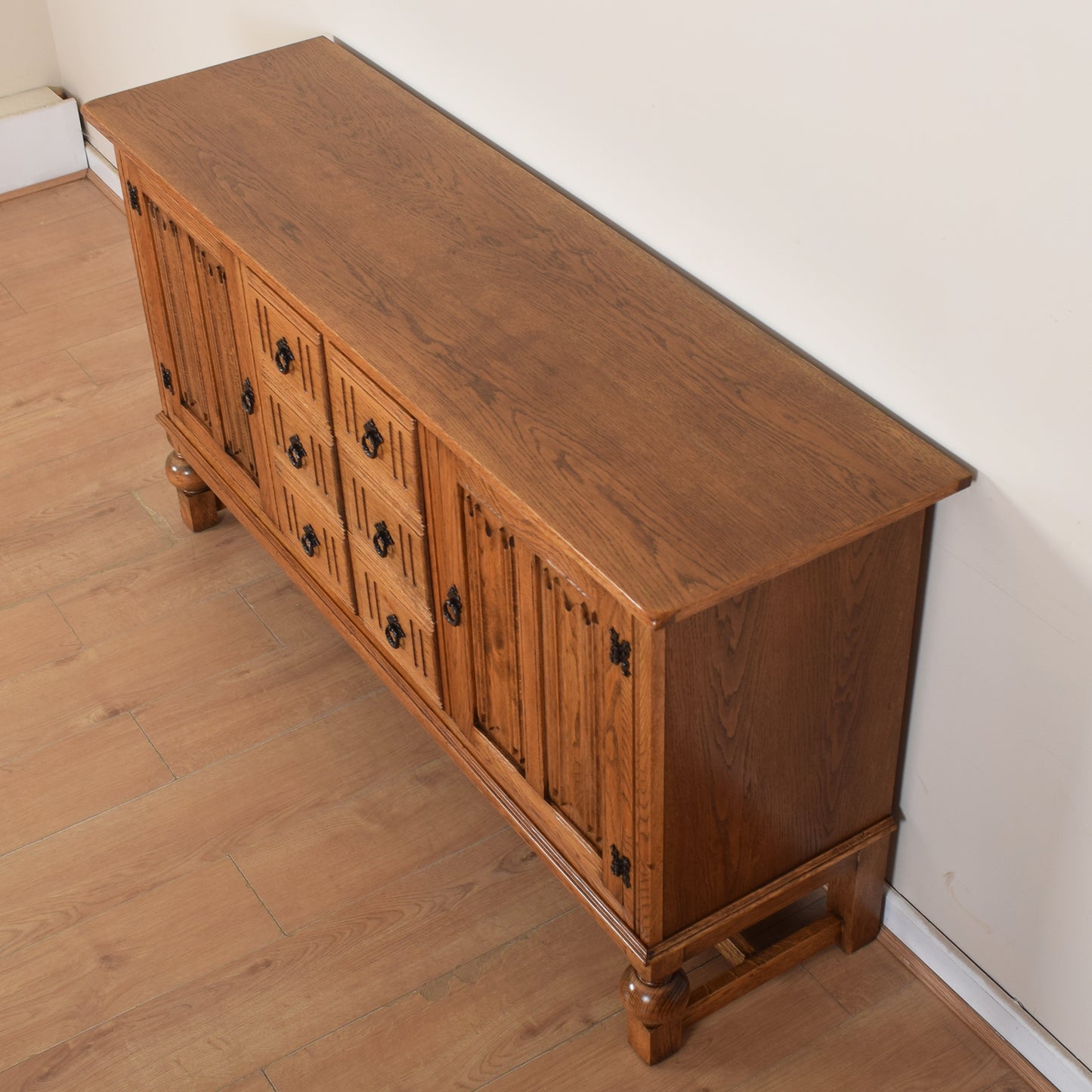 Restored Oak Linenfold Sideboard