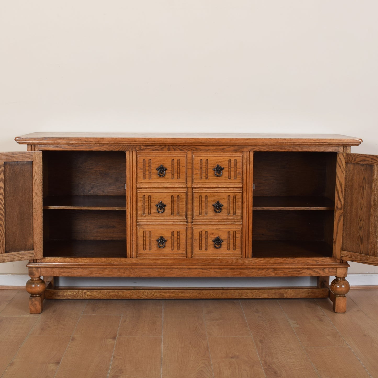 Restored Oak Linenfold Sideboard