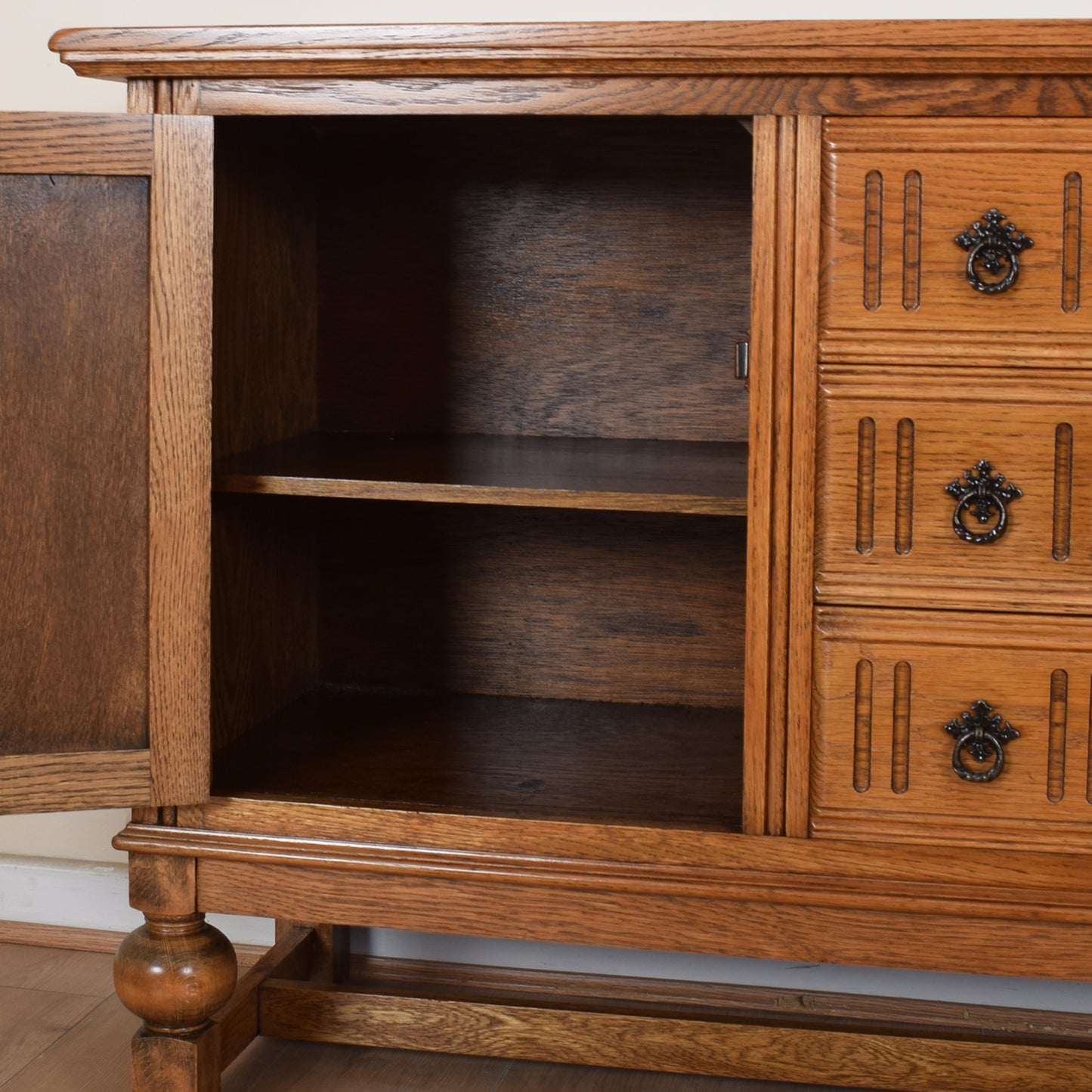 Restored Oak Linenfold Sideboard
