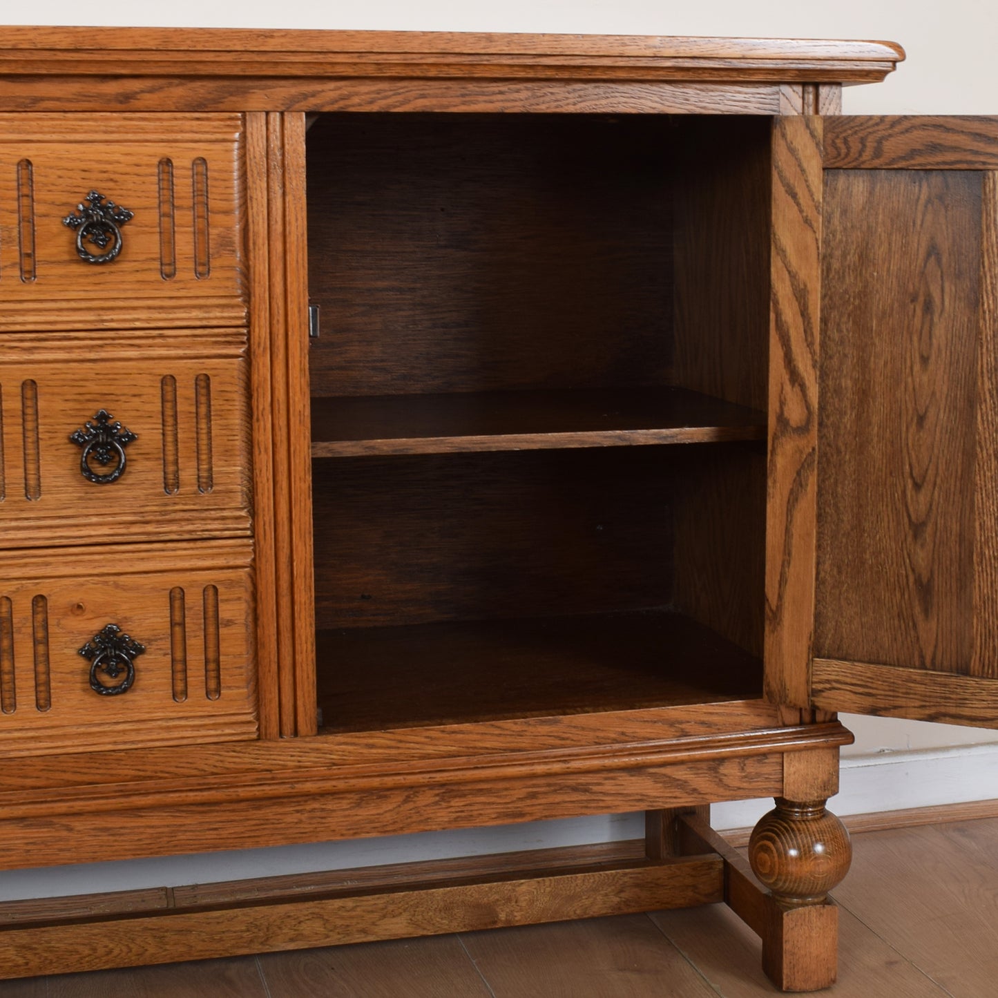 Restored Oak Linenfold Sideboard