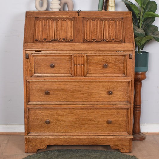 Oak Linenfold Bureau