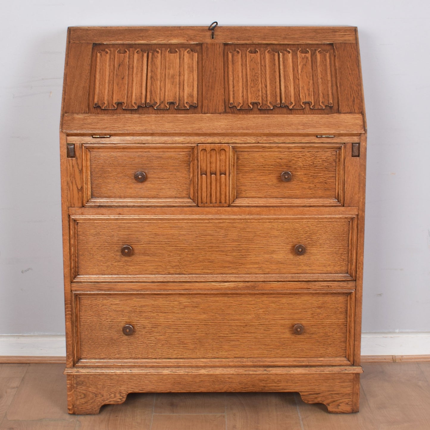 Oak Linenfold Bureau