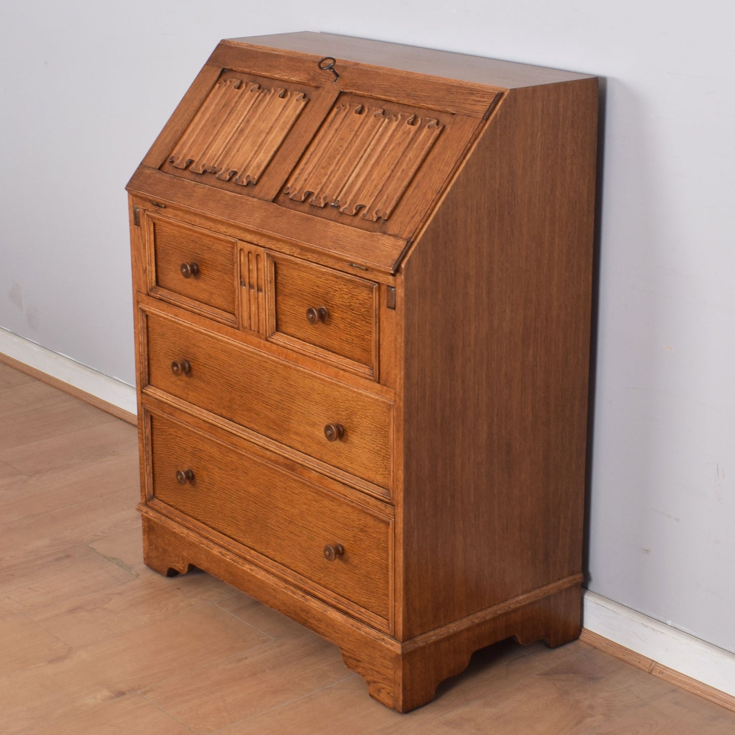 Oak Linenfold Bureau