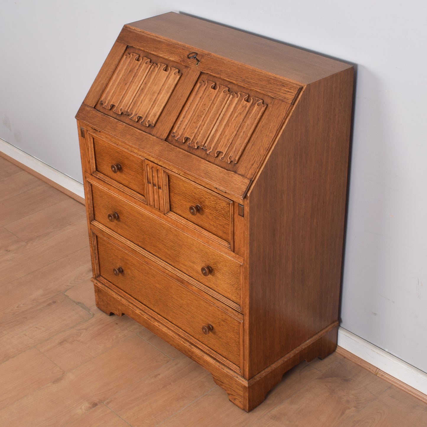 Oak Linenfold Bureau