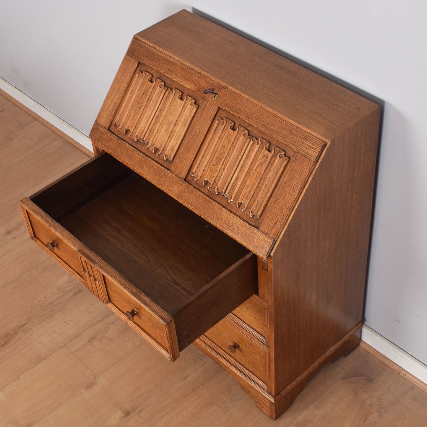 Oak Linenfold Bureau