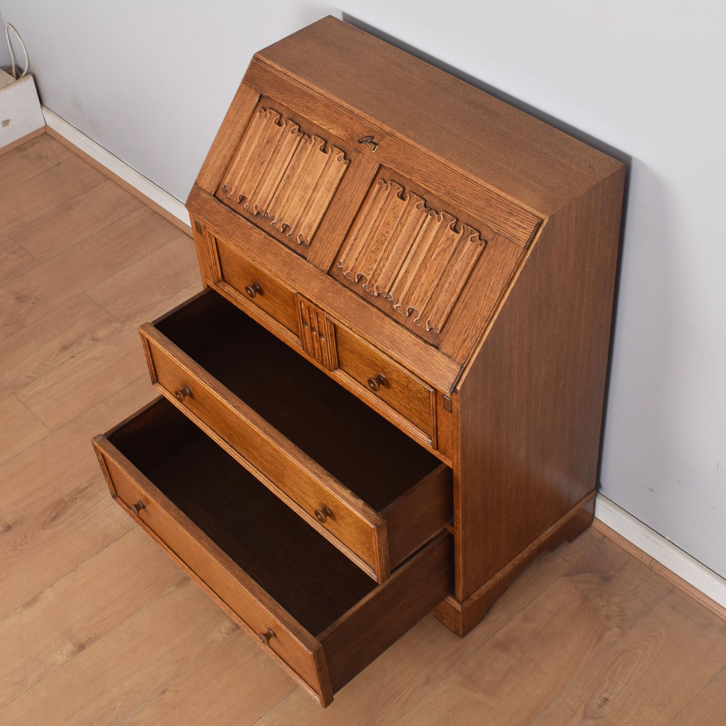 Oak Linenfold Bureau