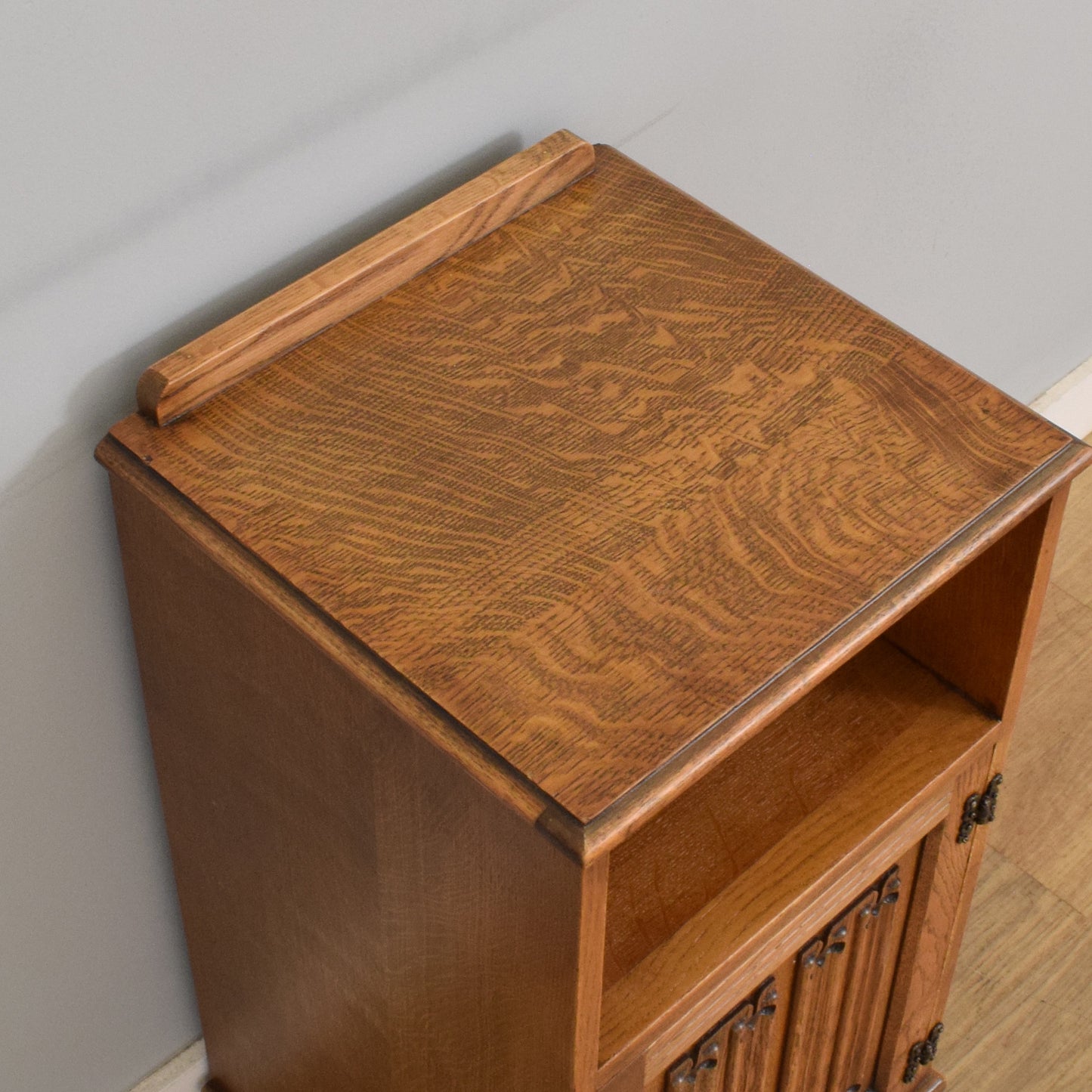 Pair of Restored Oak Linenfold Bedsides