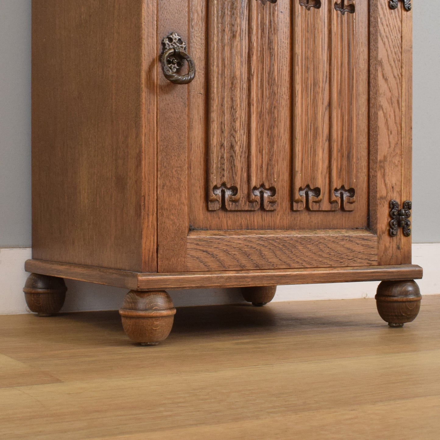 Pair of Restored Oak Linenfold Bedsides