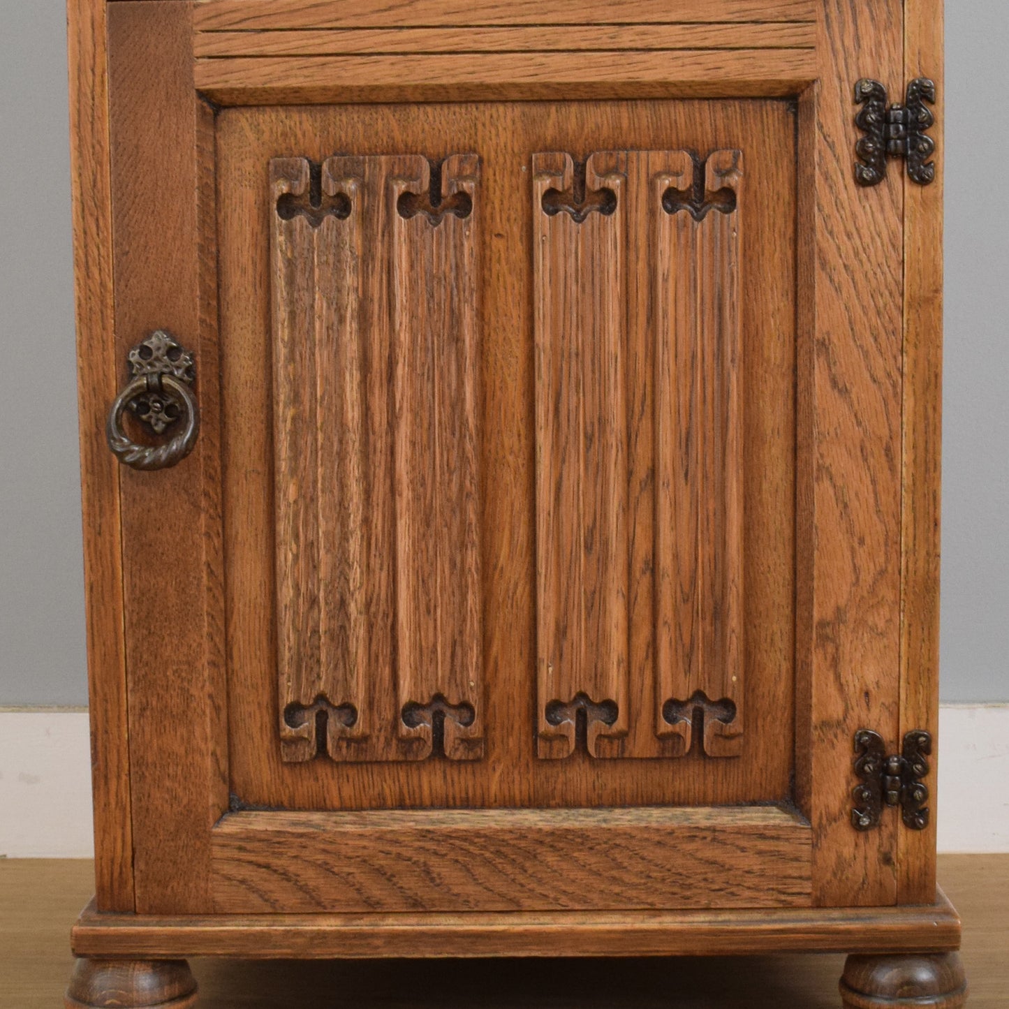 Pair of Restored Oak Linenfold Bedsides