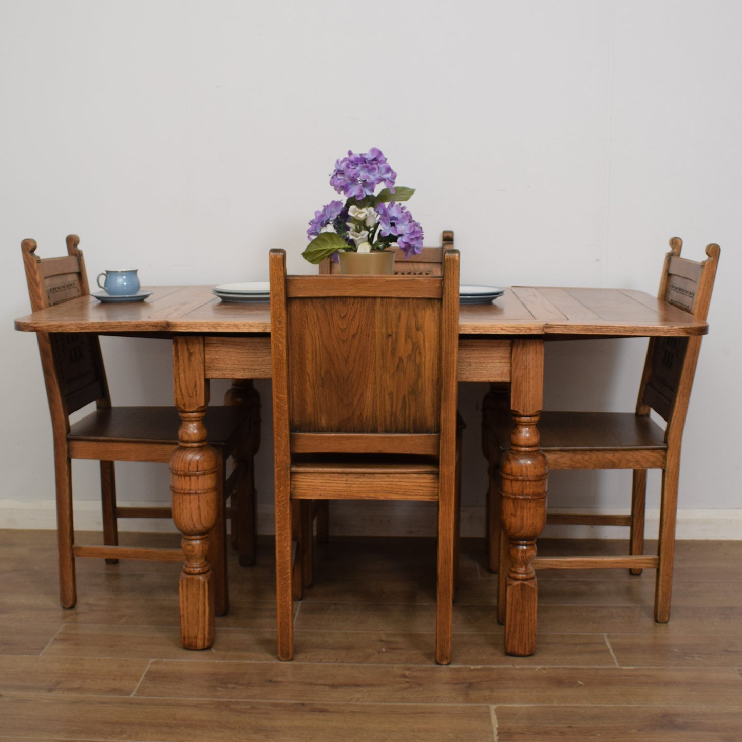 Vintage Draw Leaf Table And Four Chairs
