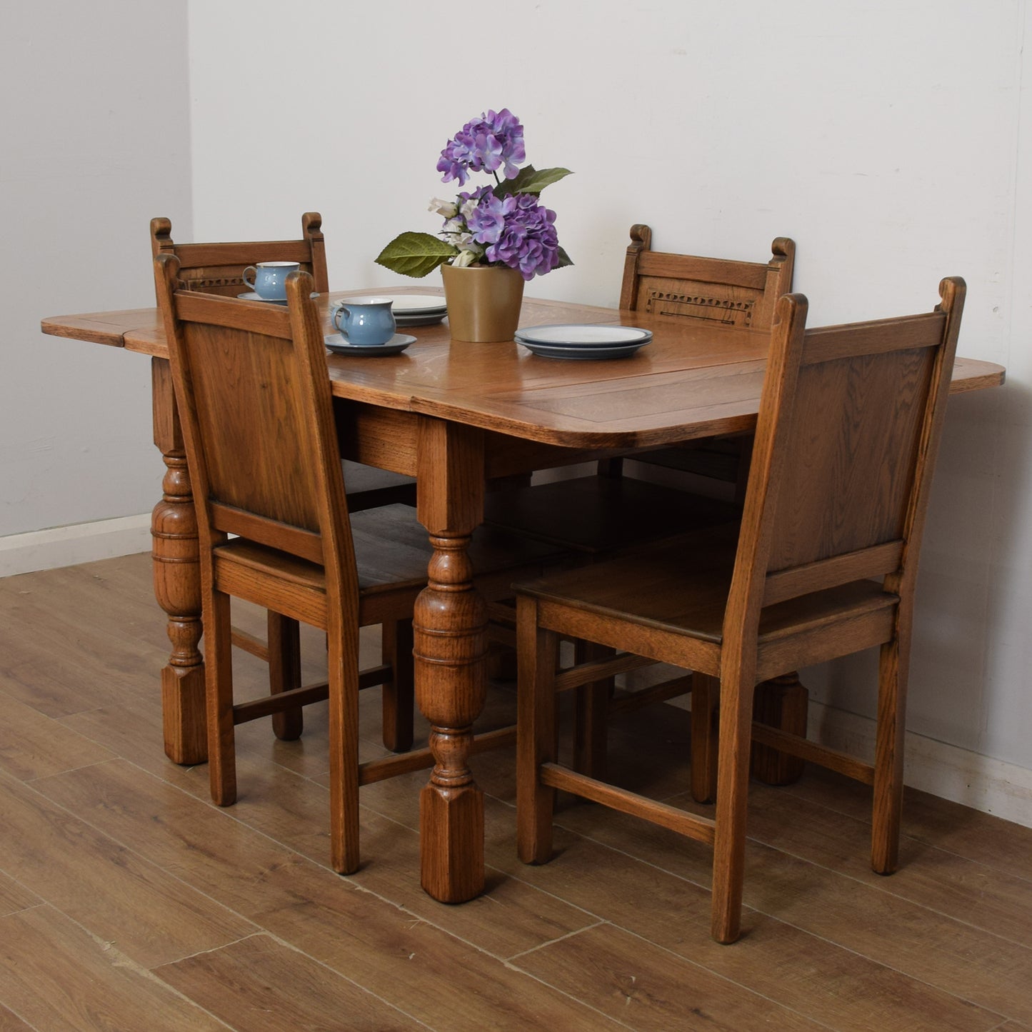 Vintage Draw Leaf Table And Four Chairs