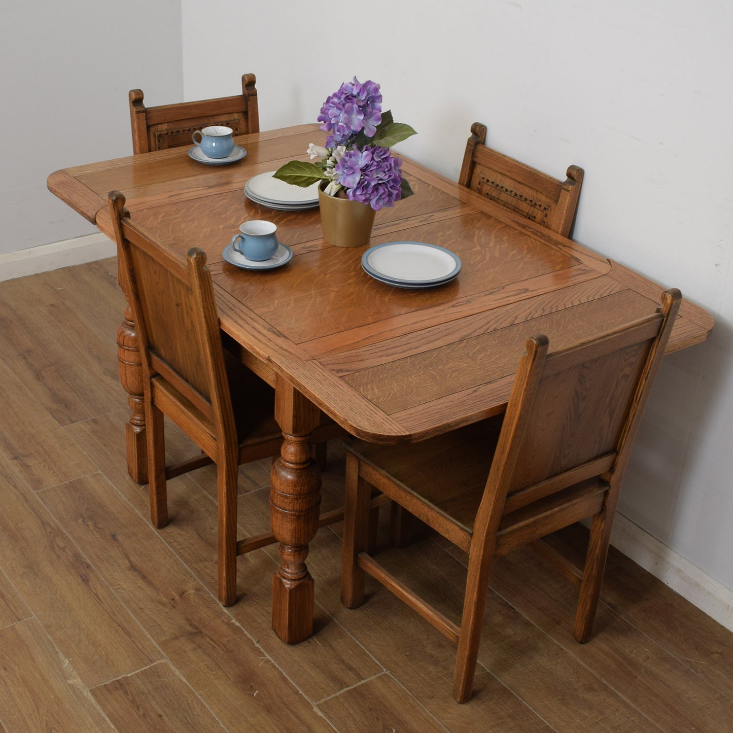 Vintage Draw Leaf Table And Four Chairs